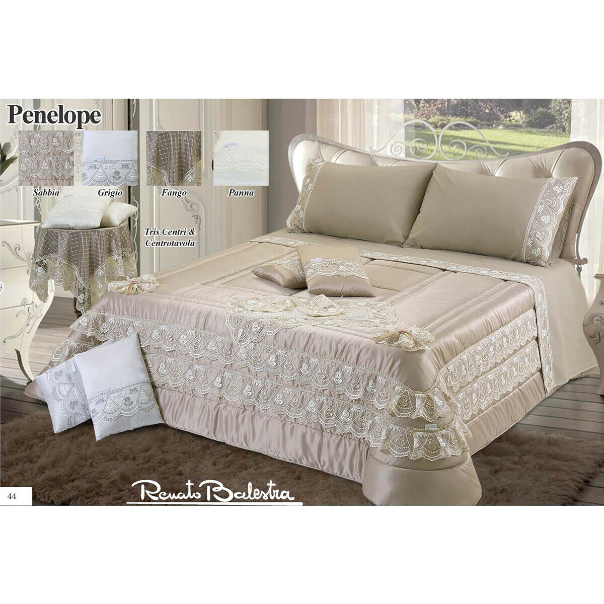 Trapuntino Copriletto Trapuntato Matrimoniale Raso 2piazze Renato Balestra Pizzo