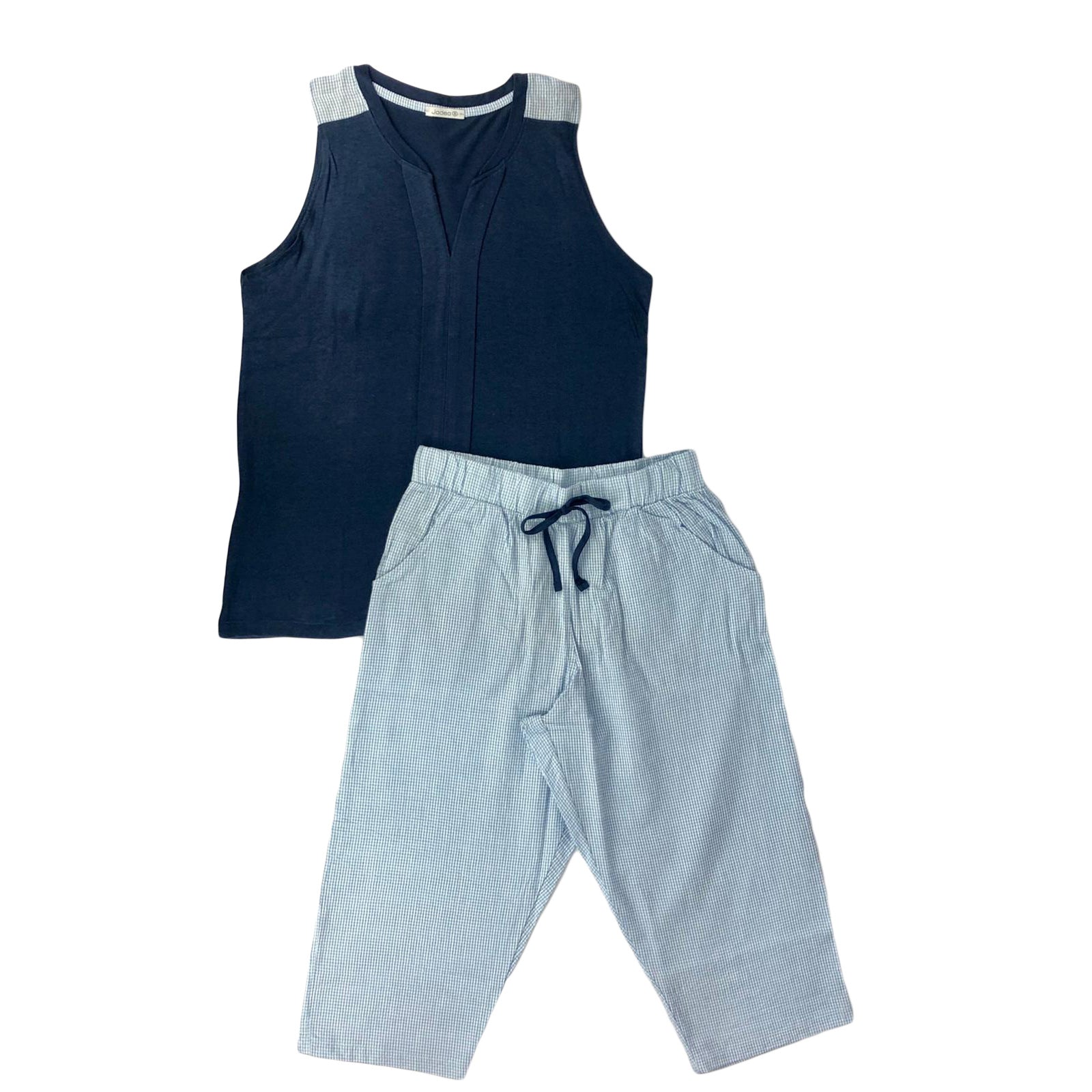 Pigiama donna Jadea estivo in cotone fantasia quadretti in taglie S M L 0846