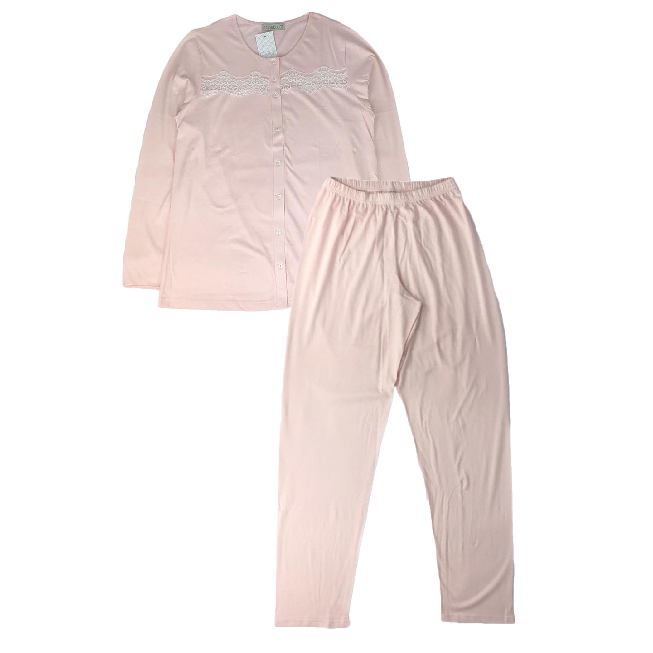 Pigiama donna estivo in cotone con pizzo Lunatica in taglie 44 a 52 0851