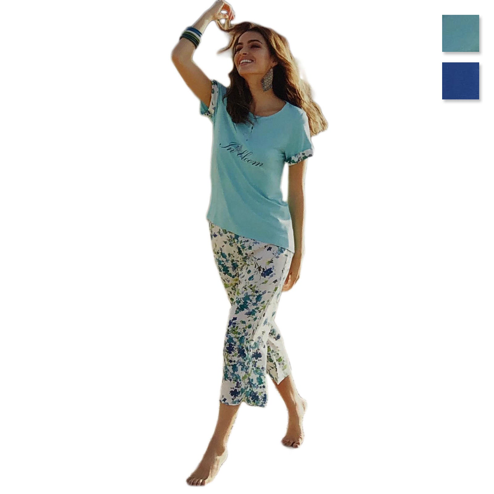 Pigiama donna mezze maniche estivo in cotone Andra in taglie da I a V 0884