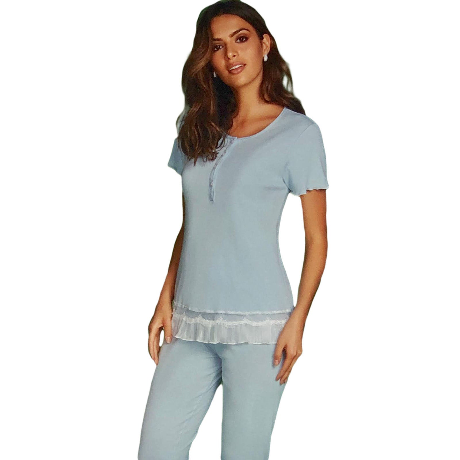 Pigiama donna mezze maniche estivo in cotone Andra in taglie da II a VII 0885