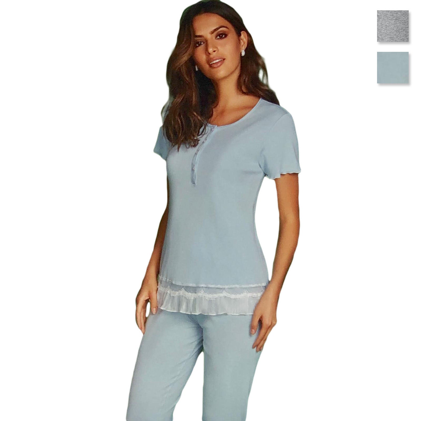 Pigiama donna mezze maniche estivo in cotone Andra in taglie da II a VII 0885