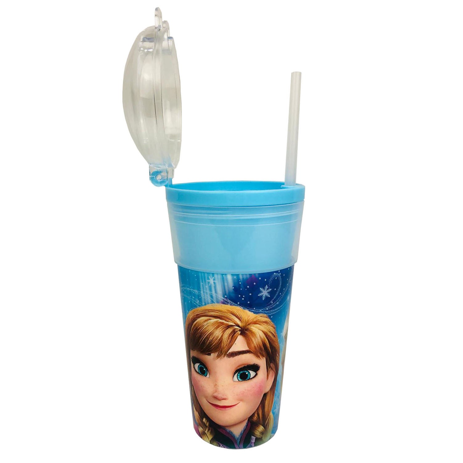 Disney bicchiere contenitore Frozen con cannuccia 2 in 1 snack cup 500 ml 1069