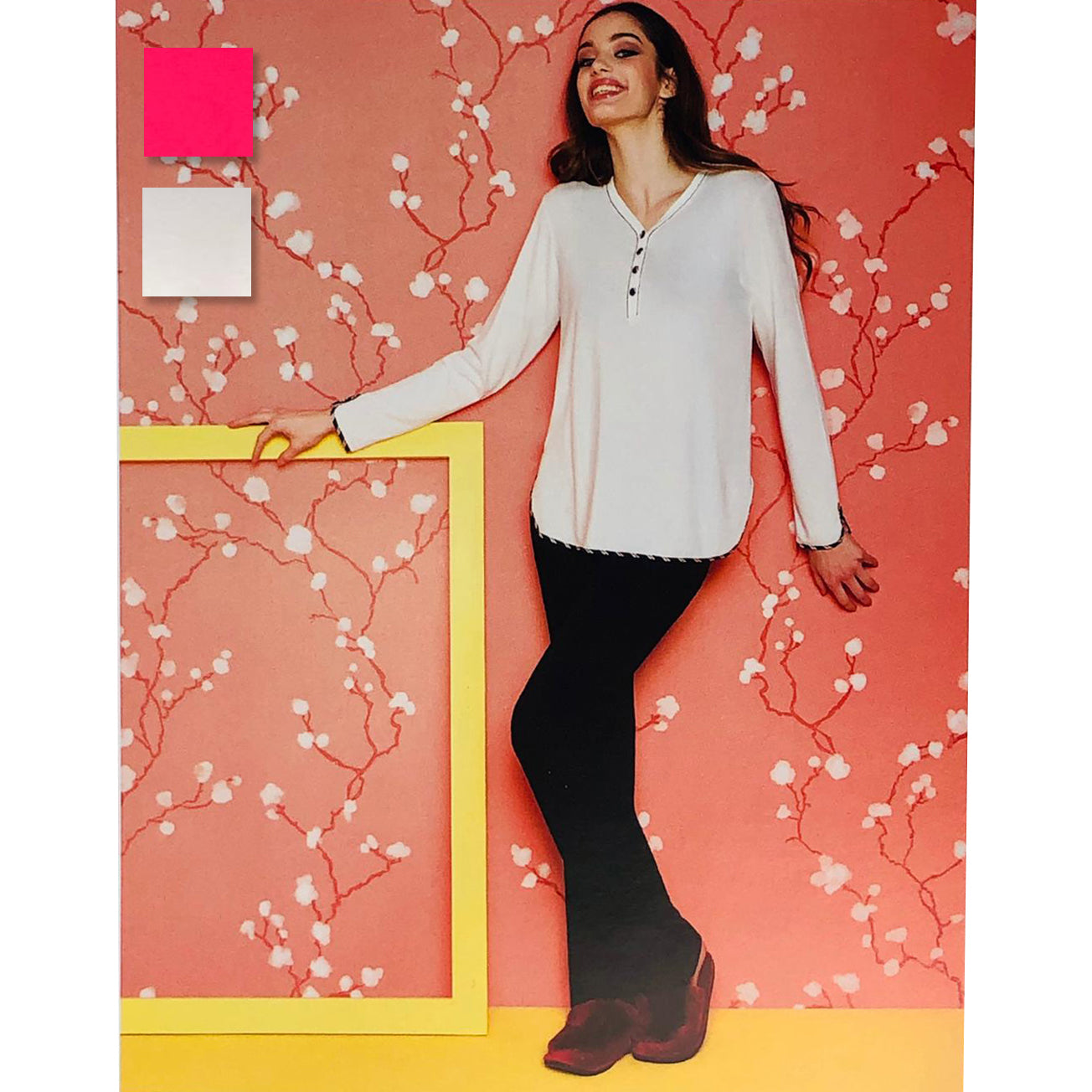 Pigiama donna ragazza lungo in calda viscosa serafino Andra taglie II a VI 1241