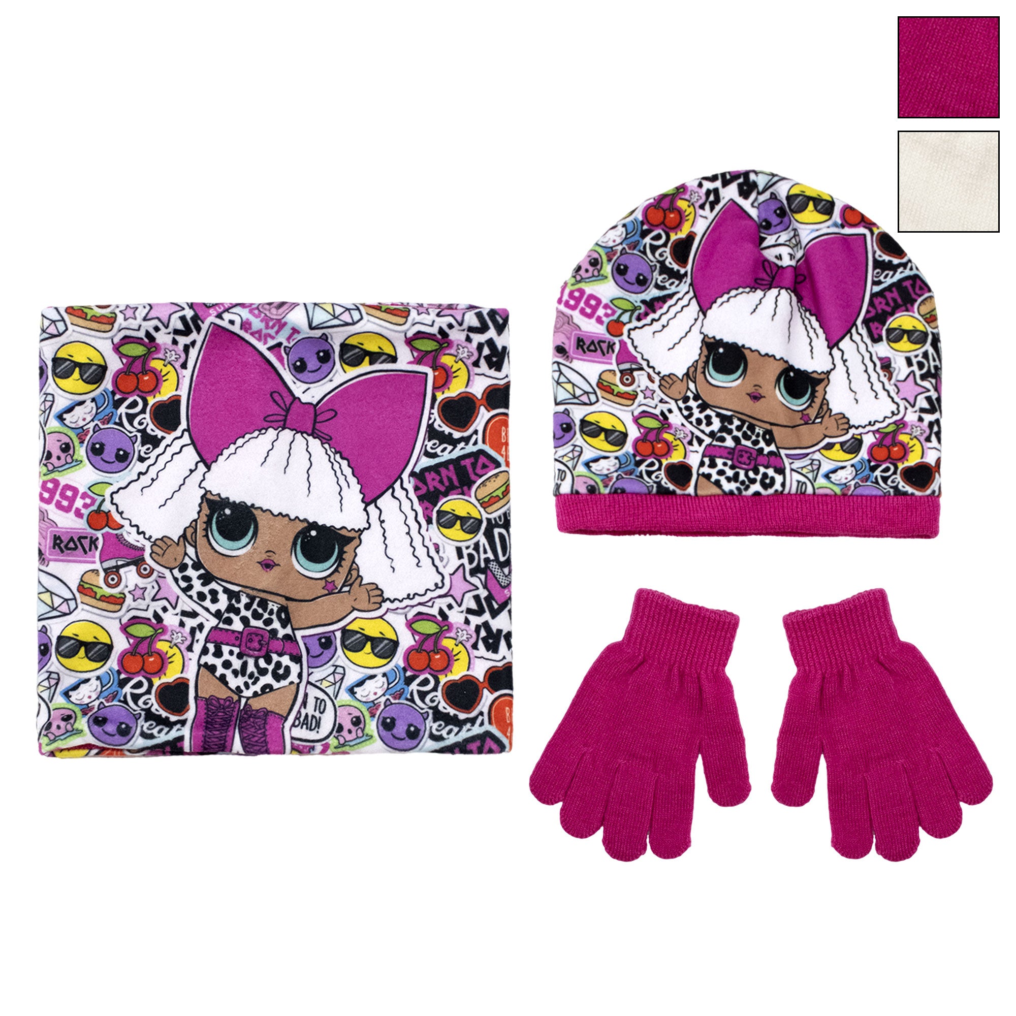 LOL Surprise Wintermütze, Handschuhe und Halswärmer für Mädchen