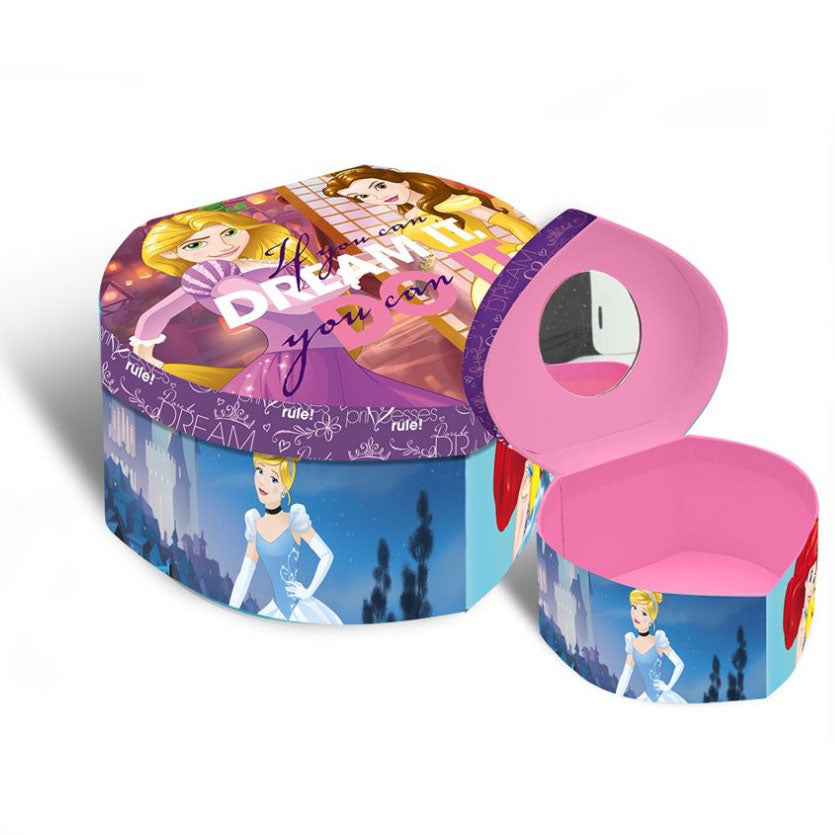 Portagioie Disney Principesse cartone forma cuore cofanetto valigetta bimba 1346