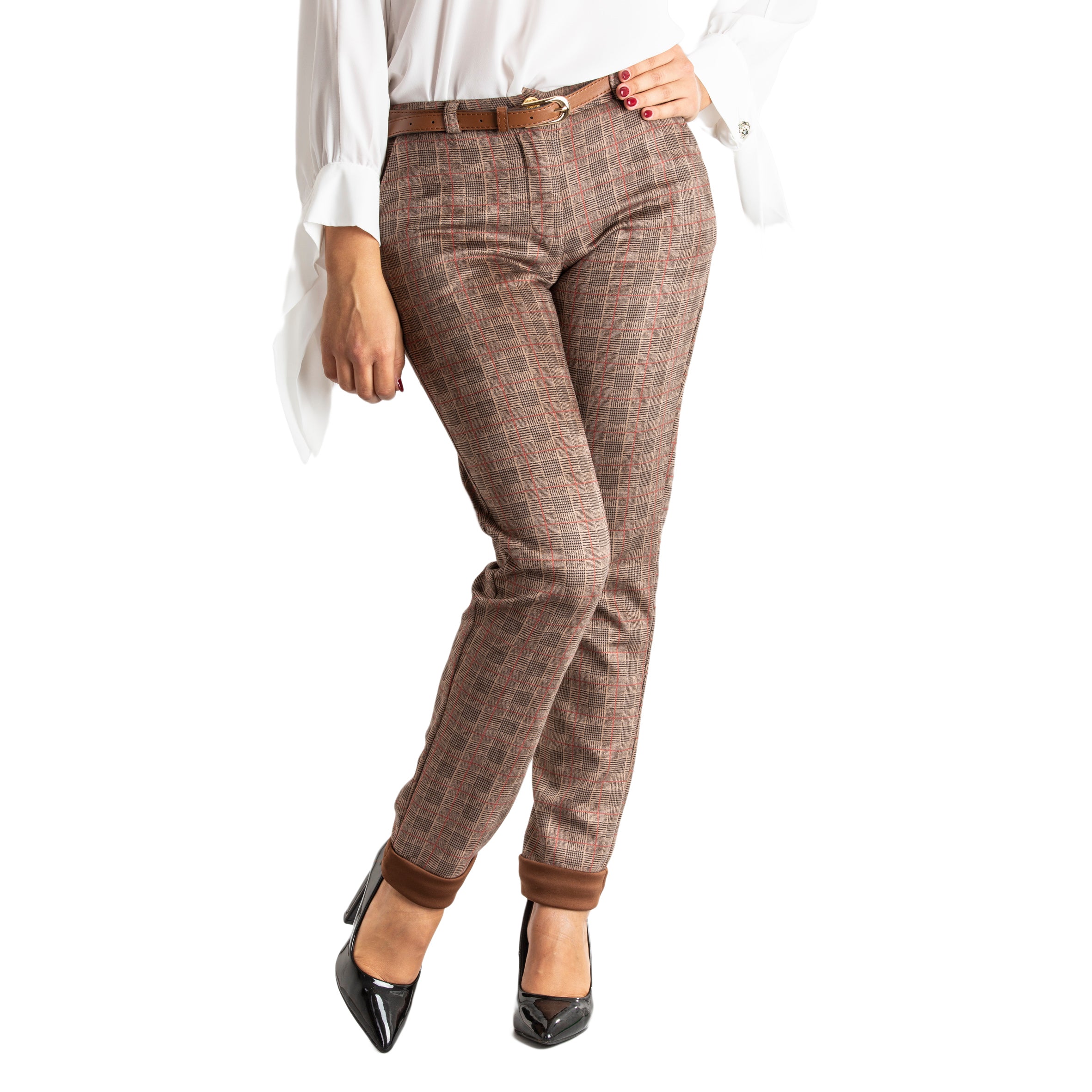 Pantalone donna slim fit con tasche e cintura casual made in italy 1436