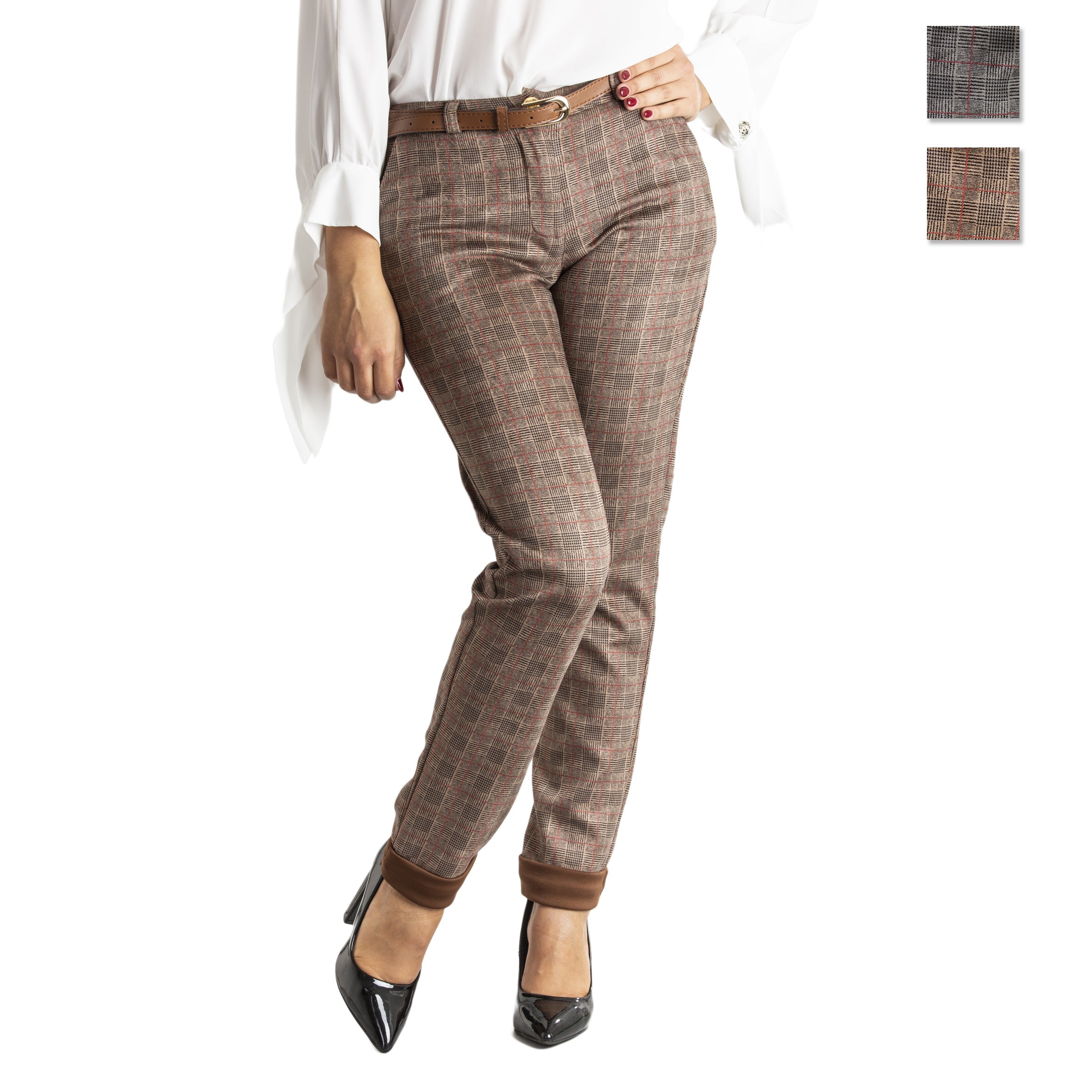 Pantalone donna slim fit con tasche e cintura casual made in italy 1436