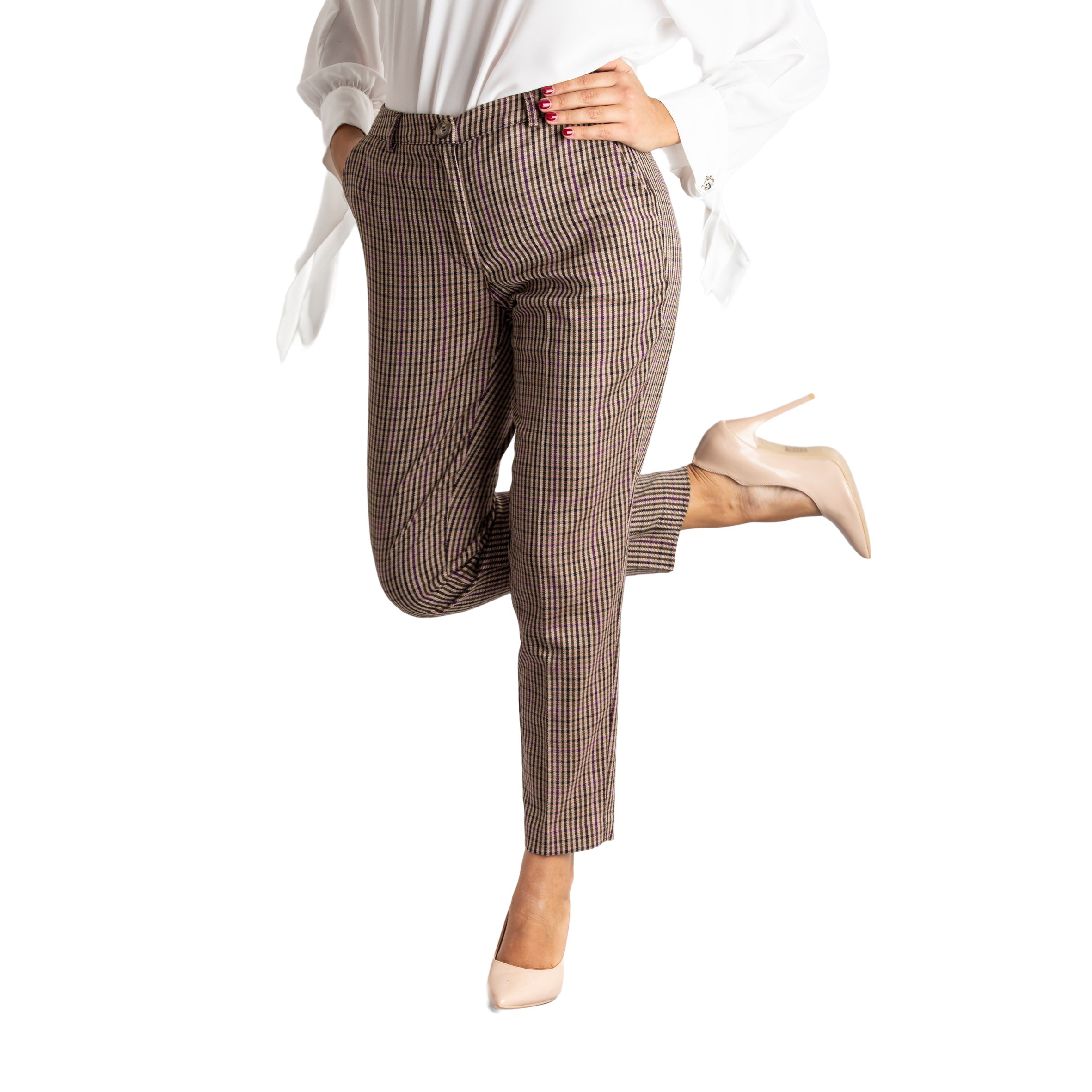 Pantalone donna casual in fantasia tasca uomo made in italy 1480