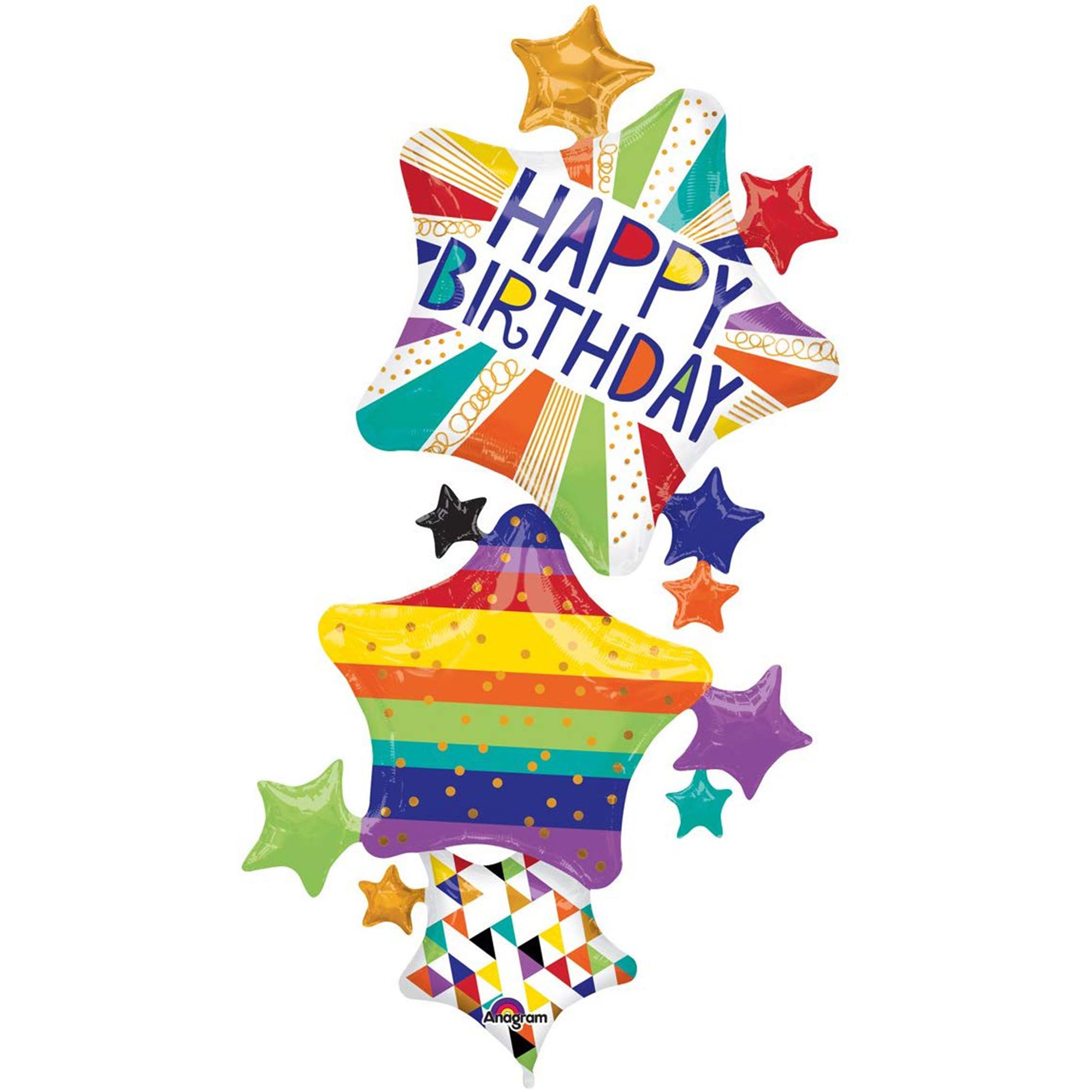 Pallone foil feste di compleanno stelle happy birthday decorazioni party 1823