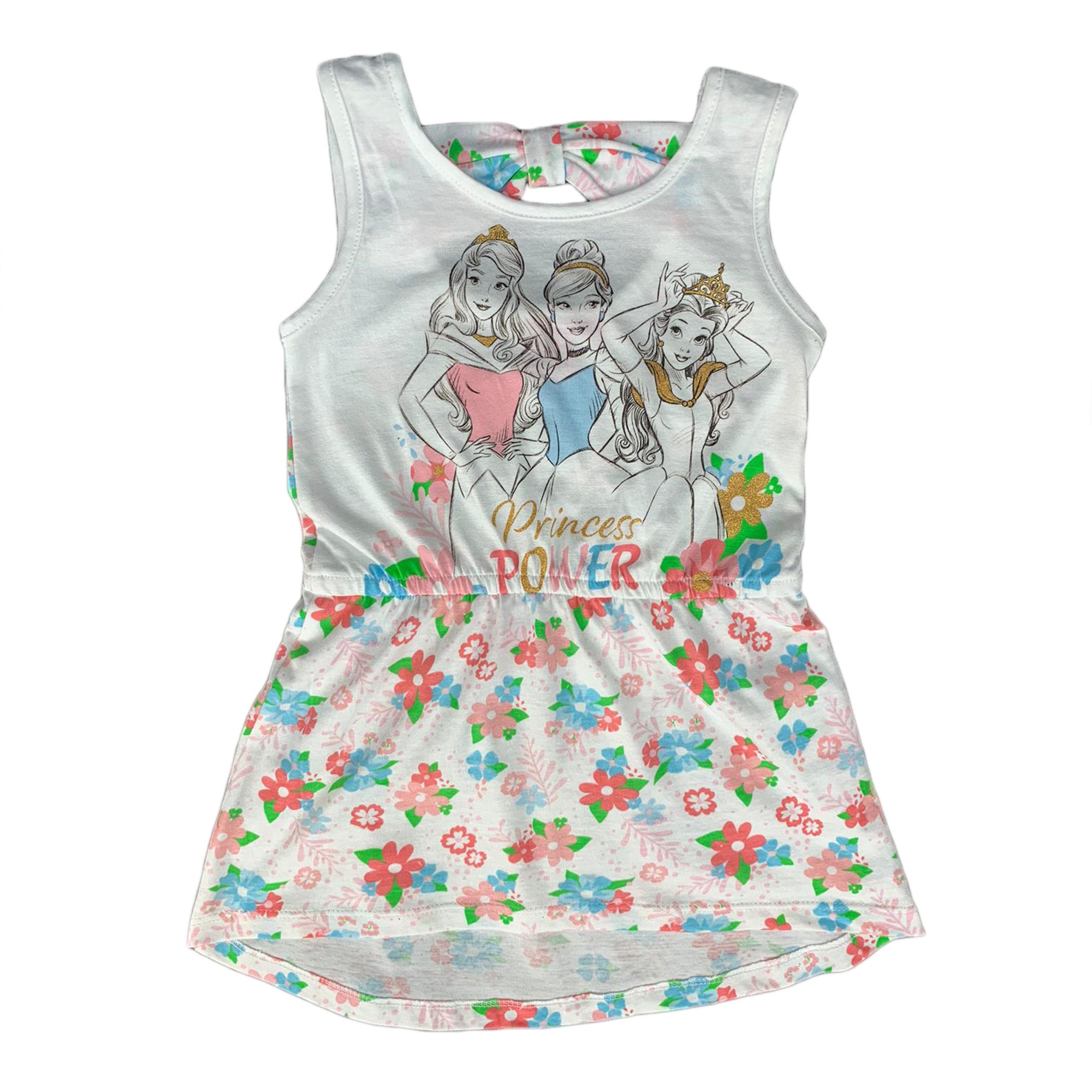 Abito smanicato Disney Principesse in cotone stampato bambina da 3 a 6 anni 1831