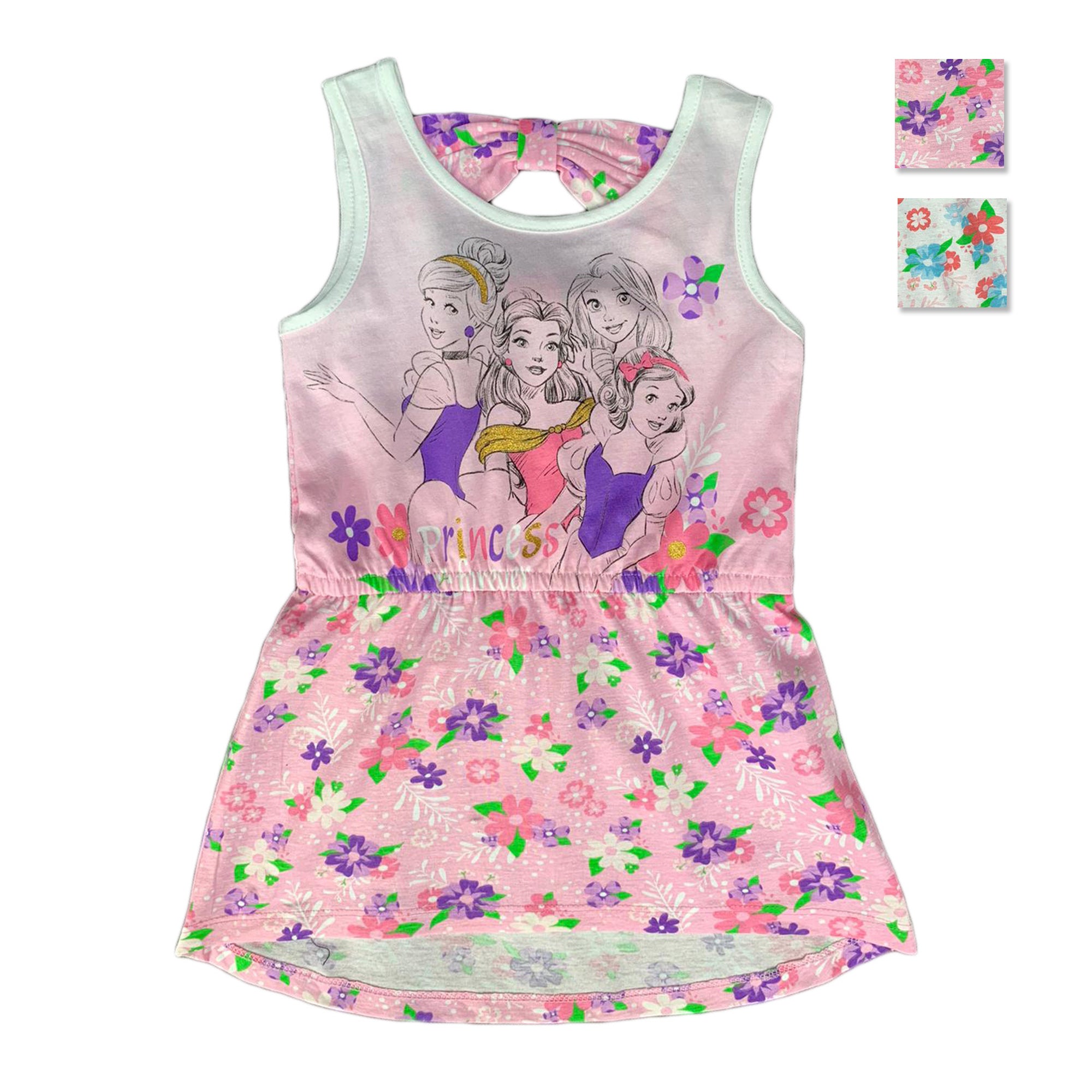 Abito smanicato Disney Principesse in cotone stampato bambina da 3 a 6 anni 1831