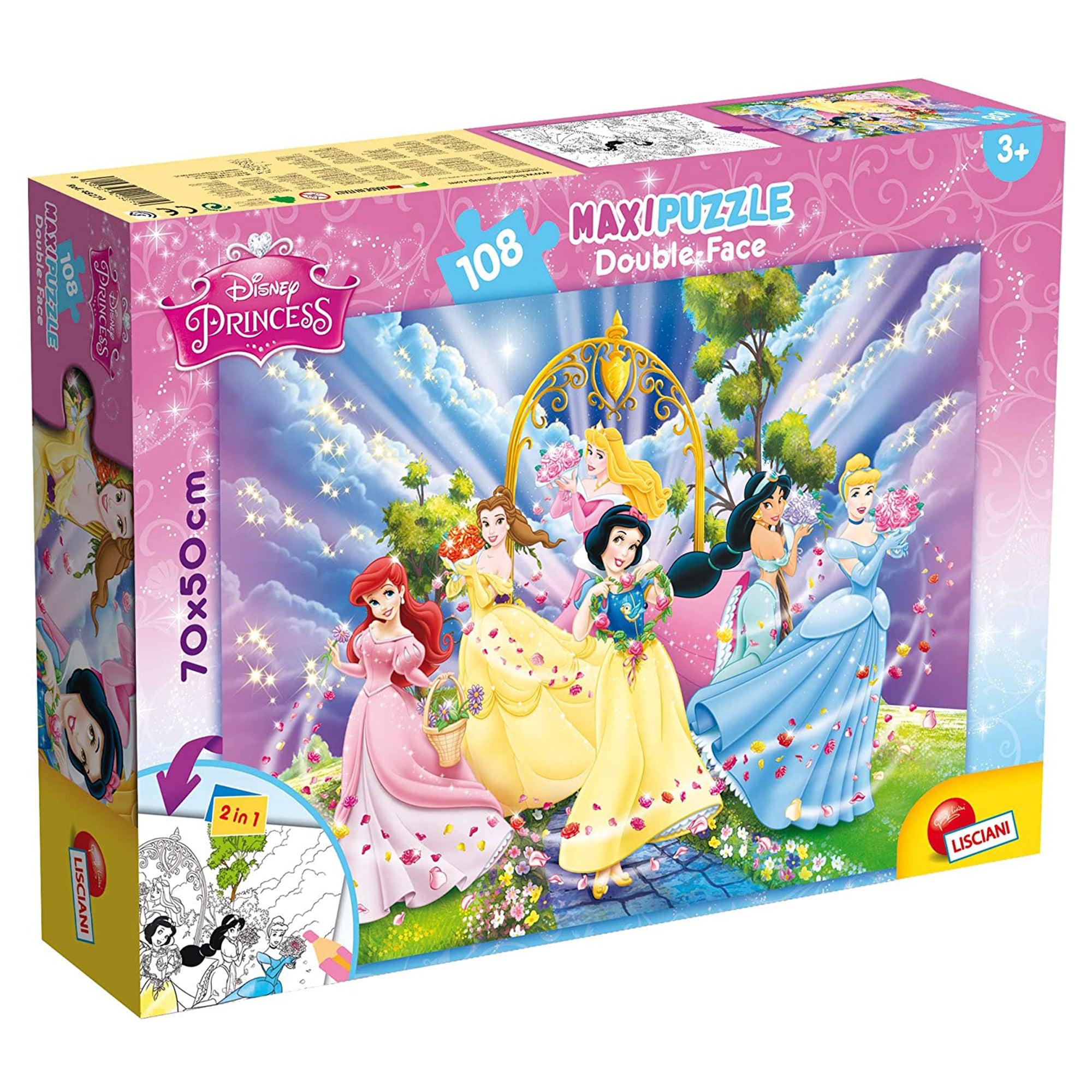 Puzzle maxi double-face Disney Principesse 108 pz retro colorabile 2642