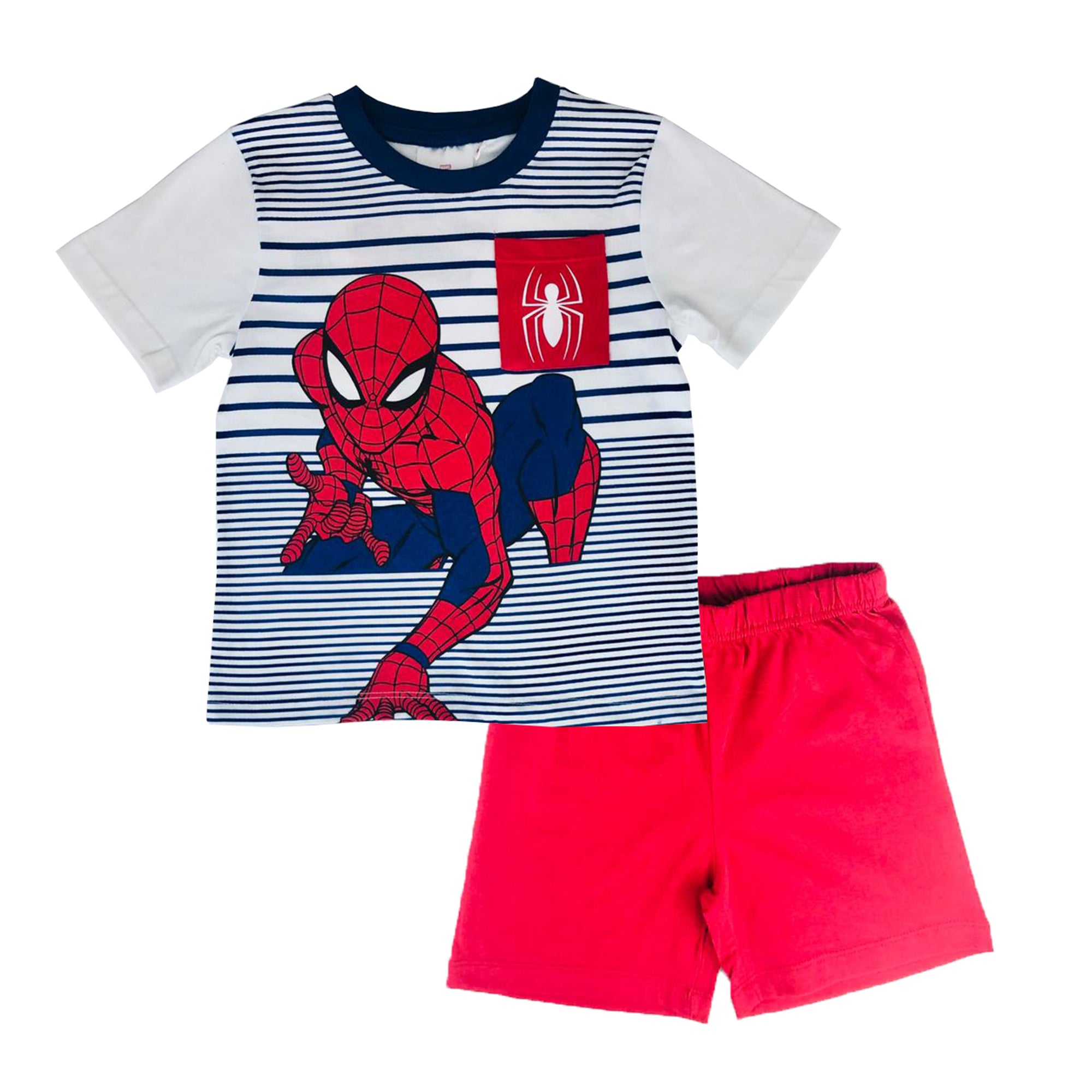 Pigiama bambino Marvel Spiderman t-shirt e pantaloncino in cotone stampato 2817
