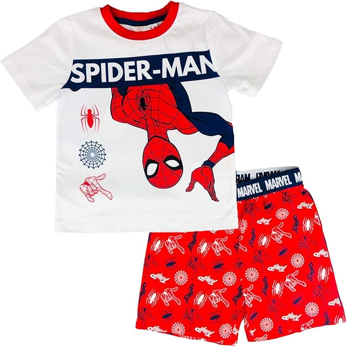 Pigiama bambino Marvel Spiderman t-shirt e pantaloncino in cotone stampato 2818