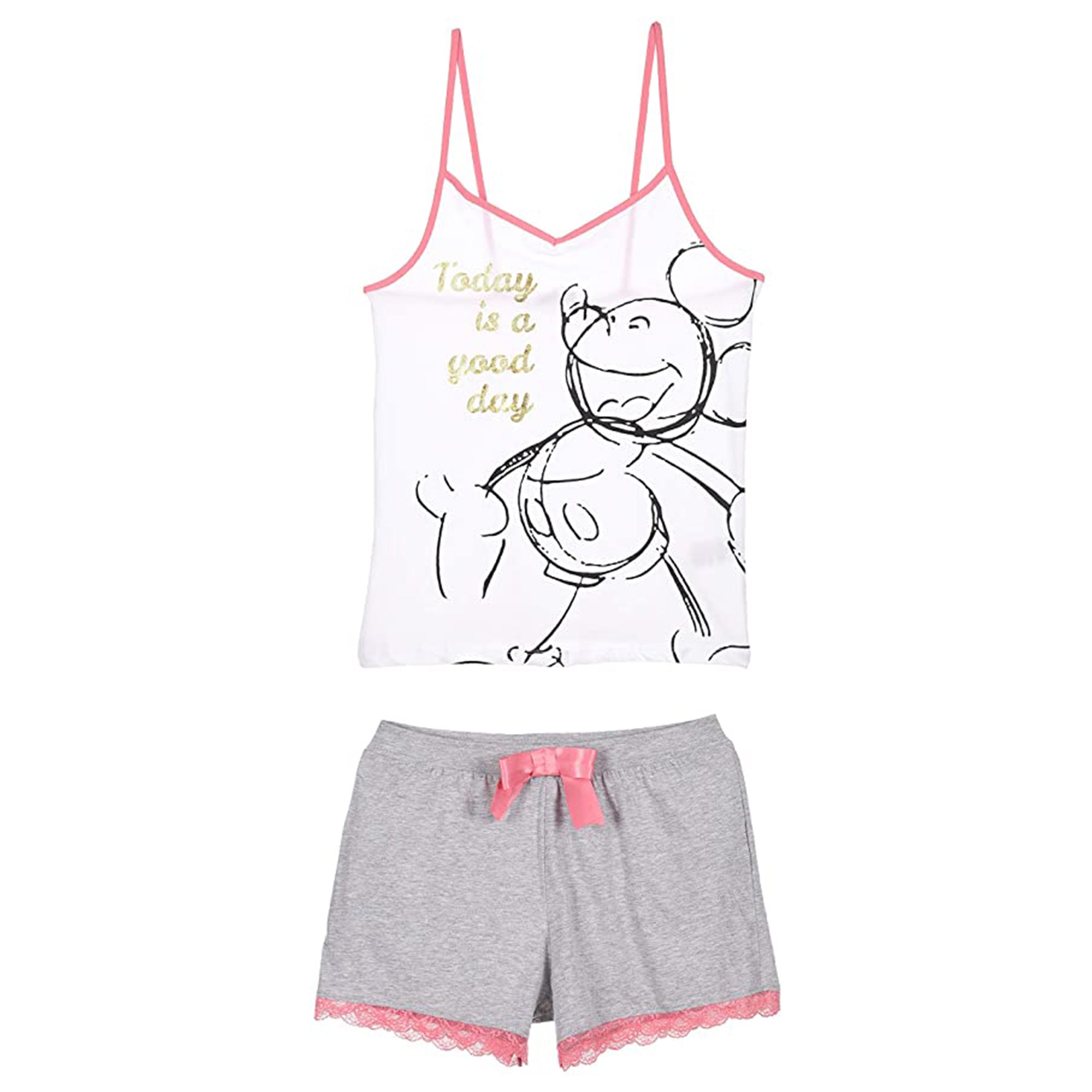 Pigiama corto donna Disney Mickey Mouse top e pantaloncino in cotone 2895