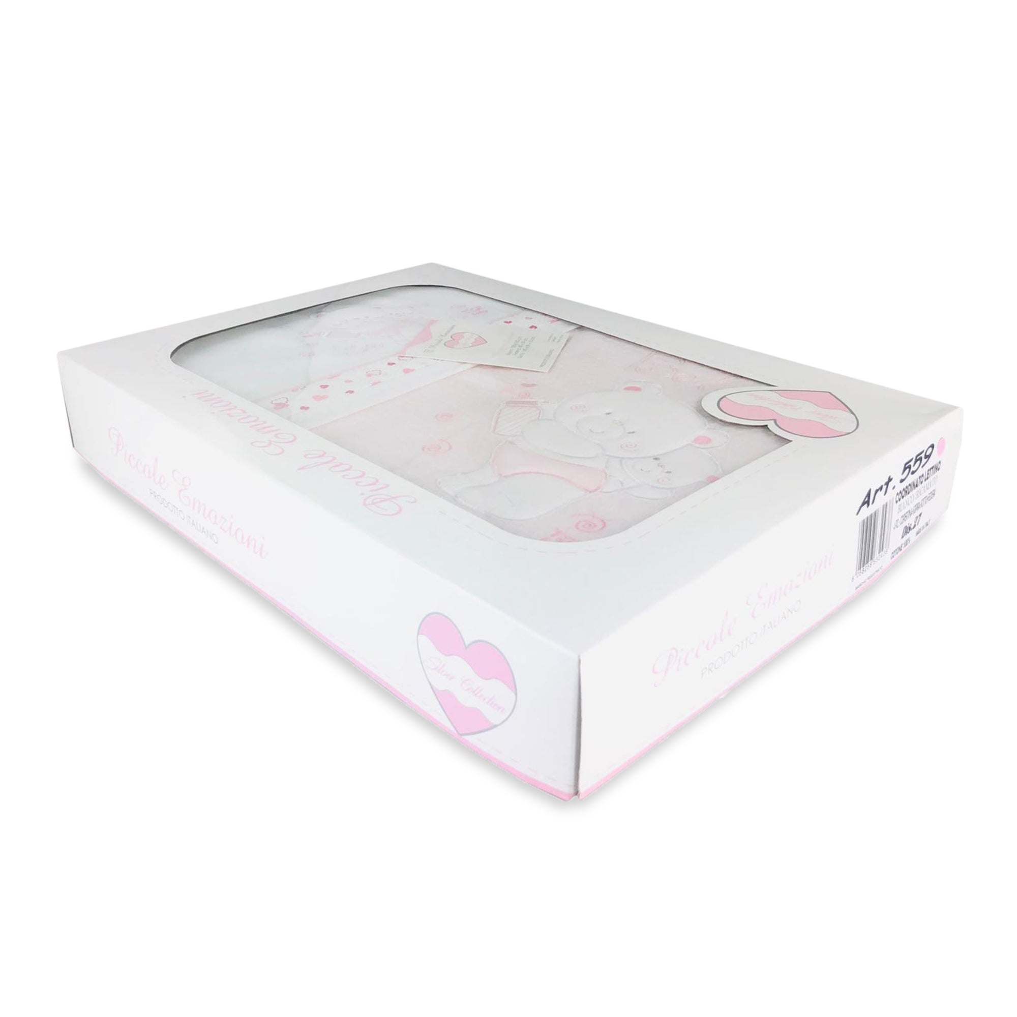 Coordinato lettino cotone ricamato Piccole Emozioni set 4pz con copertina 2909