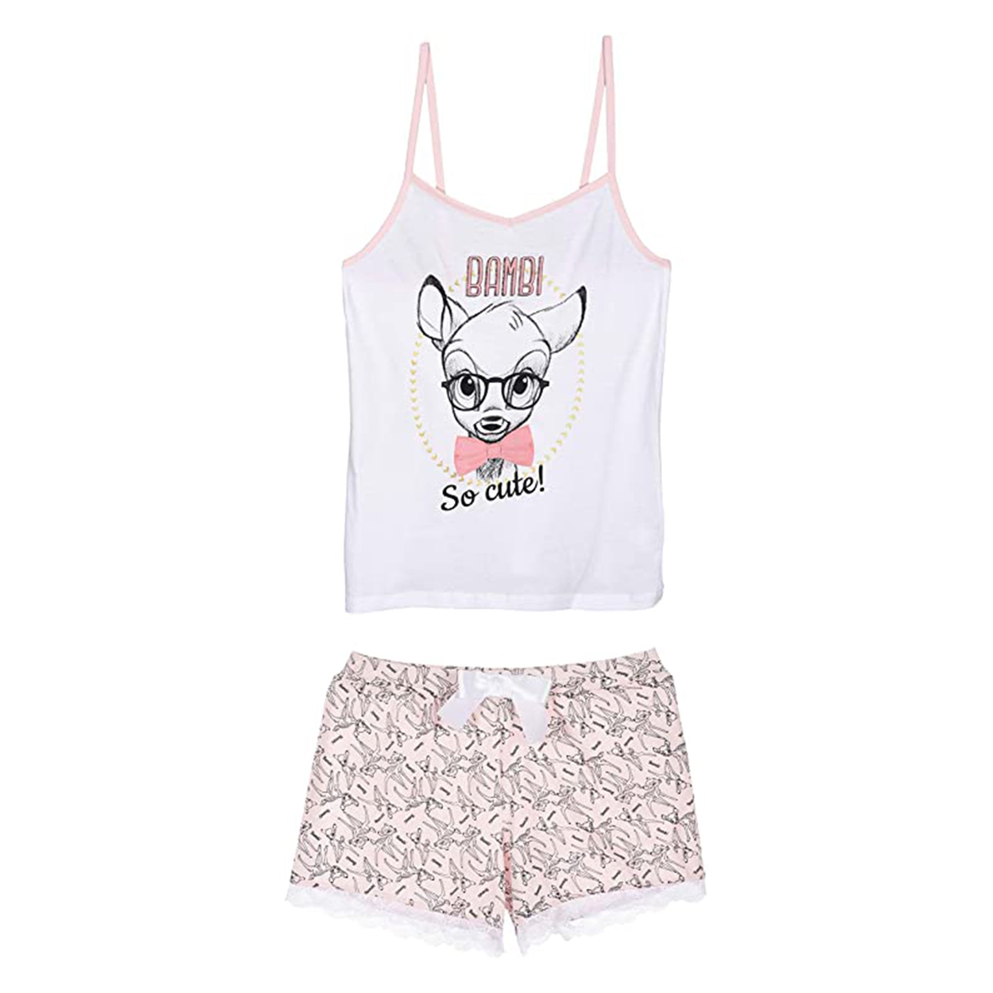 Pigiama corto donna Disney Bambi top e pantaloncino in cotone 3230