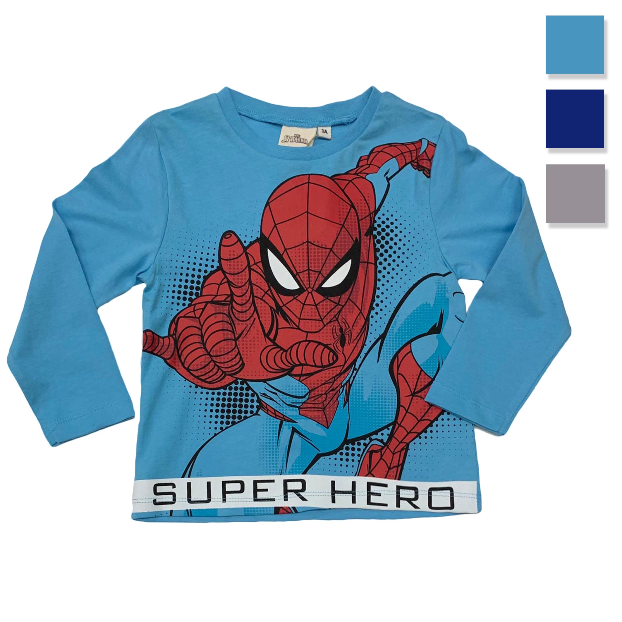 Maglietta maniche lunghe bambino ufficiale Marvel Spiderman originale 3329