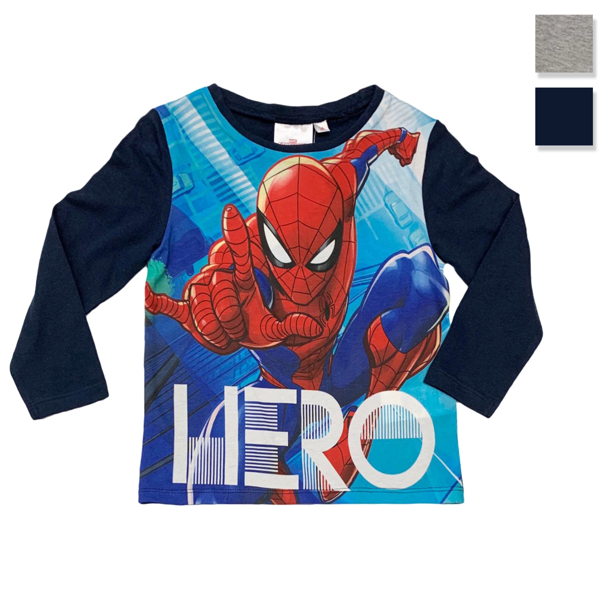 Maglietta maniche lunghe bambino ufficiale Marvel Spiderman originale 3330