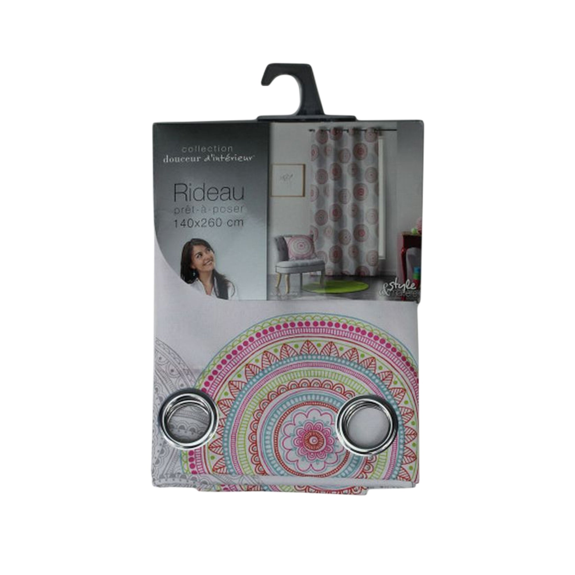 Tenda arredo 1 pannello con borchie Douceur d'Intérieur 140x260 cm 3339