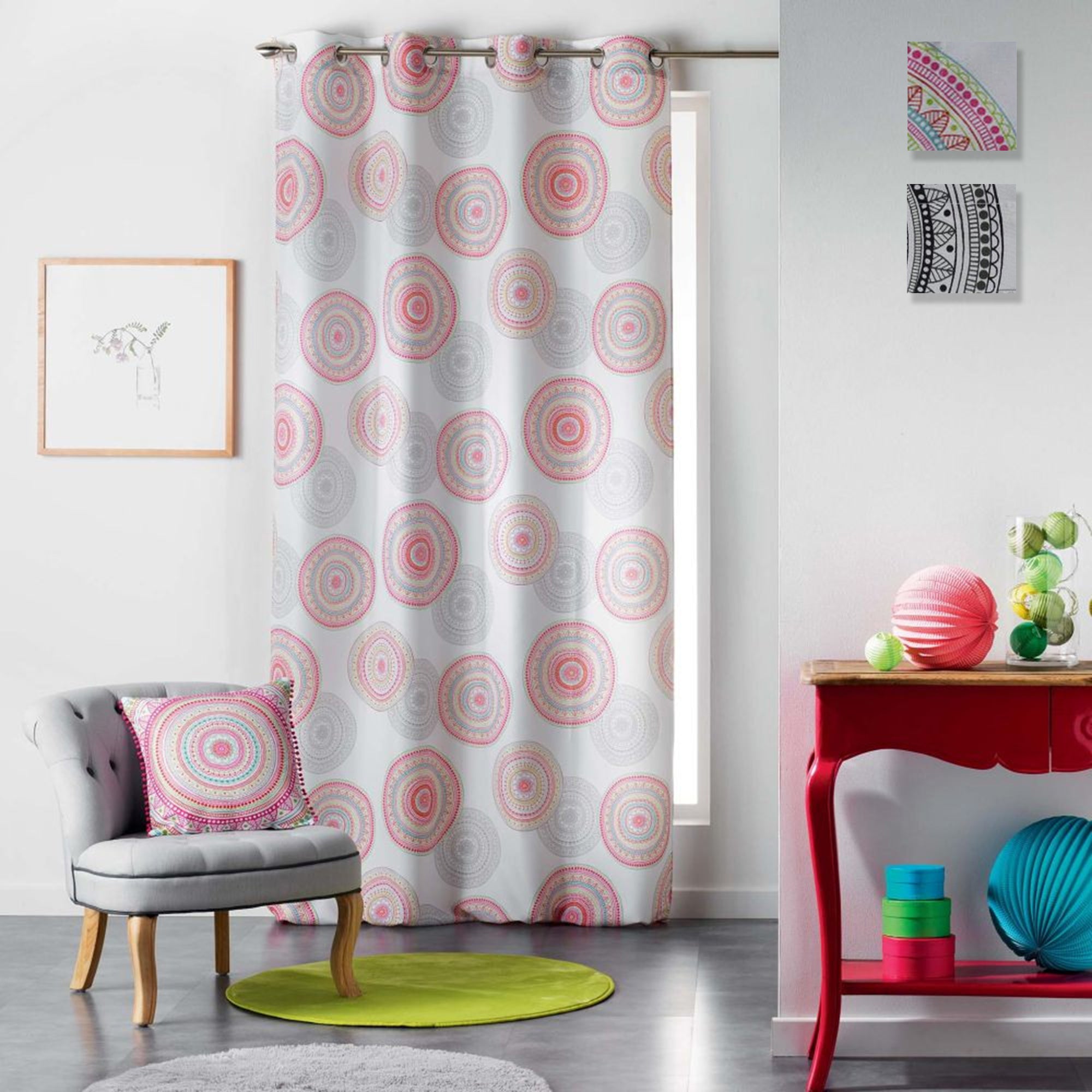 Tenda arredo 1 pannello con borchie Douceur d'Intérieur 140x260 cm 3339