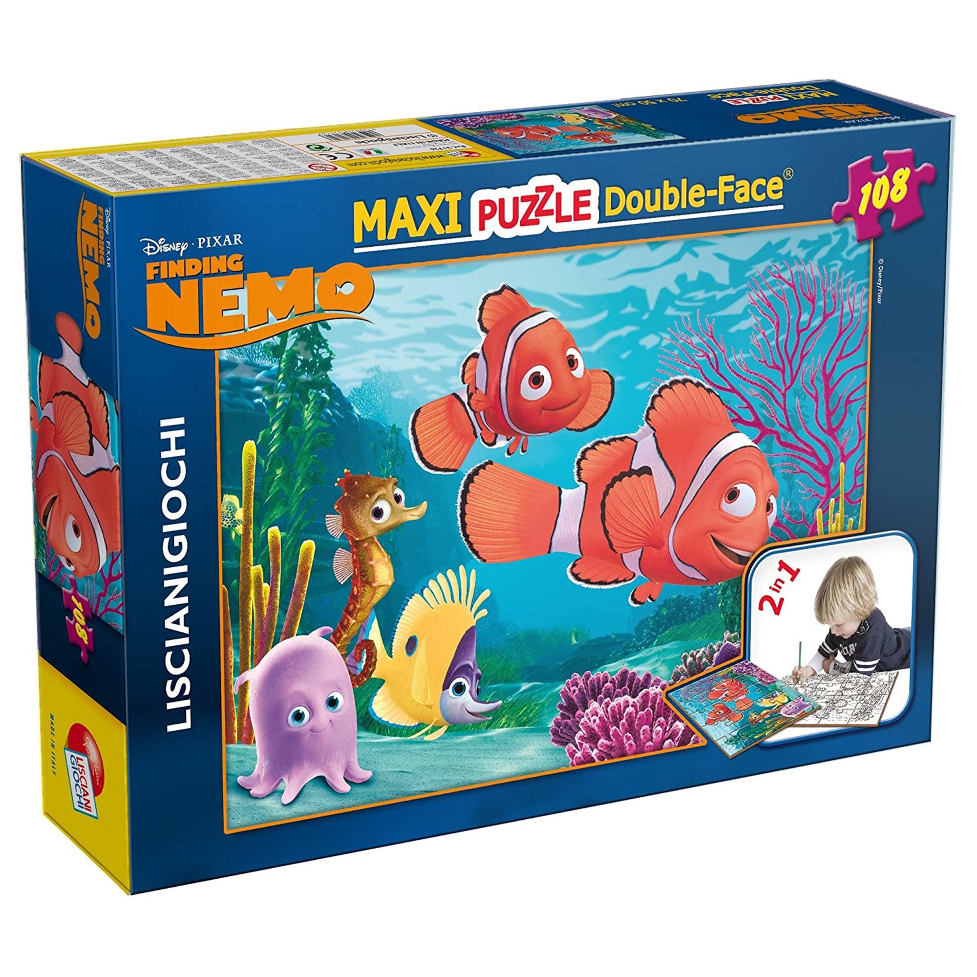 Puzzle maxi double-face Disney Nemo Finding 108 pz retro colorabile 3360