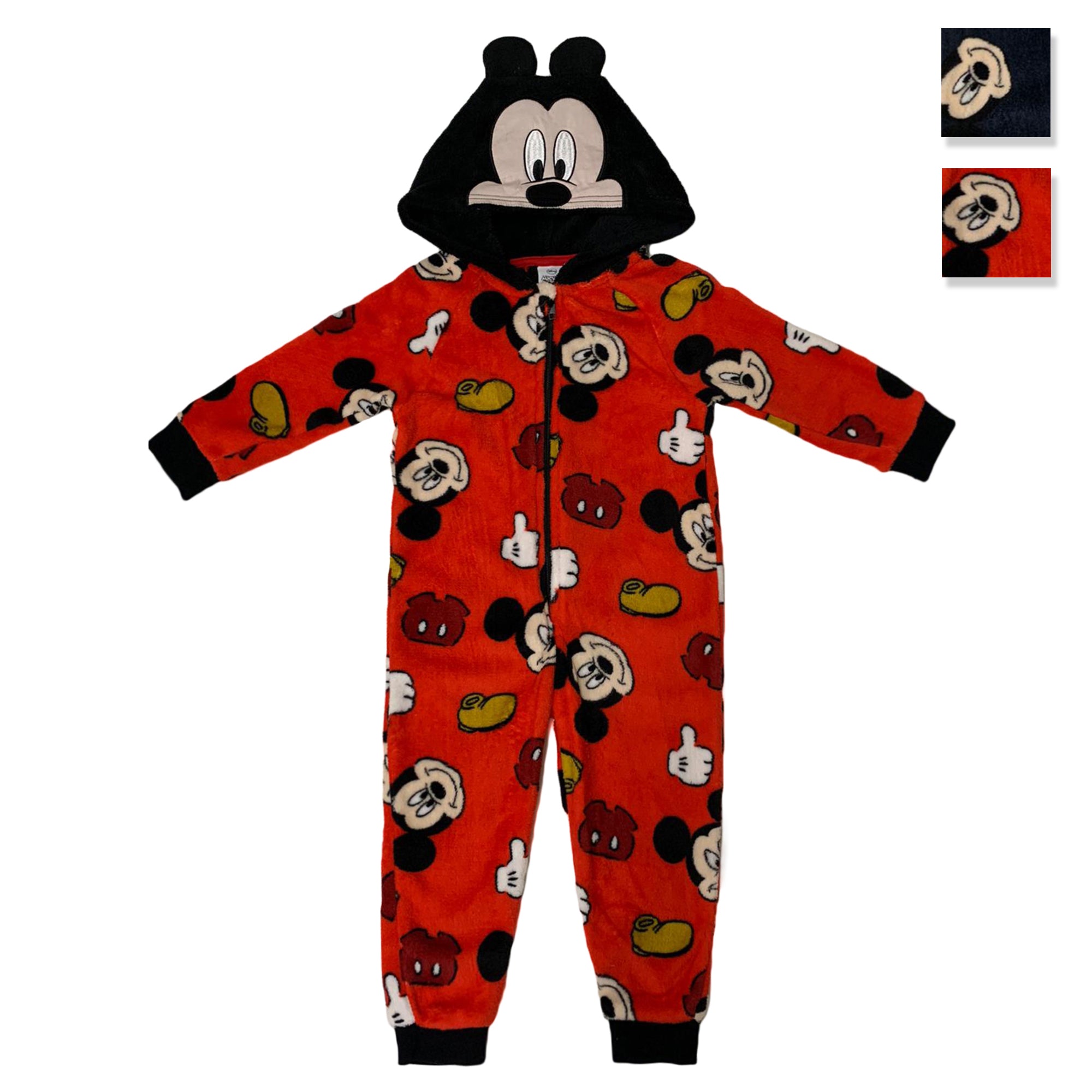 Pigiama un pezzo con cappuccio ufficiale Disney Mickey bambino ragazzo 3443