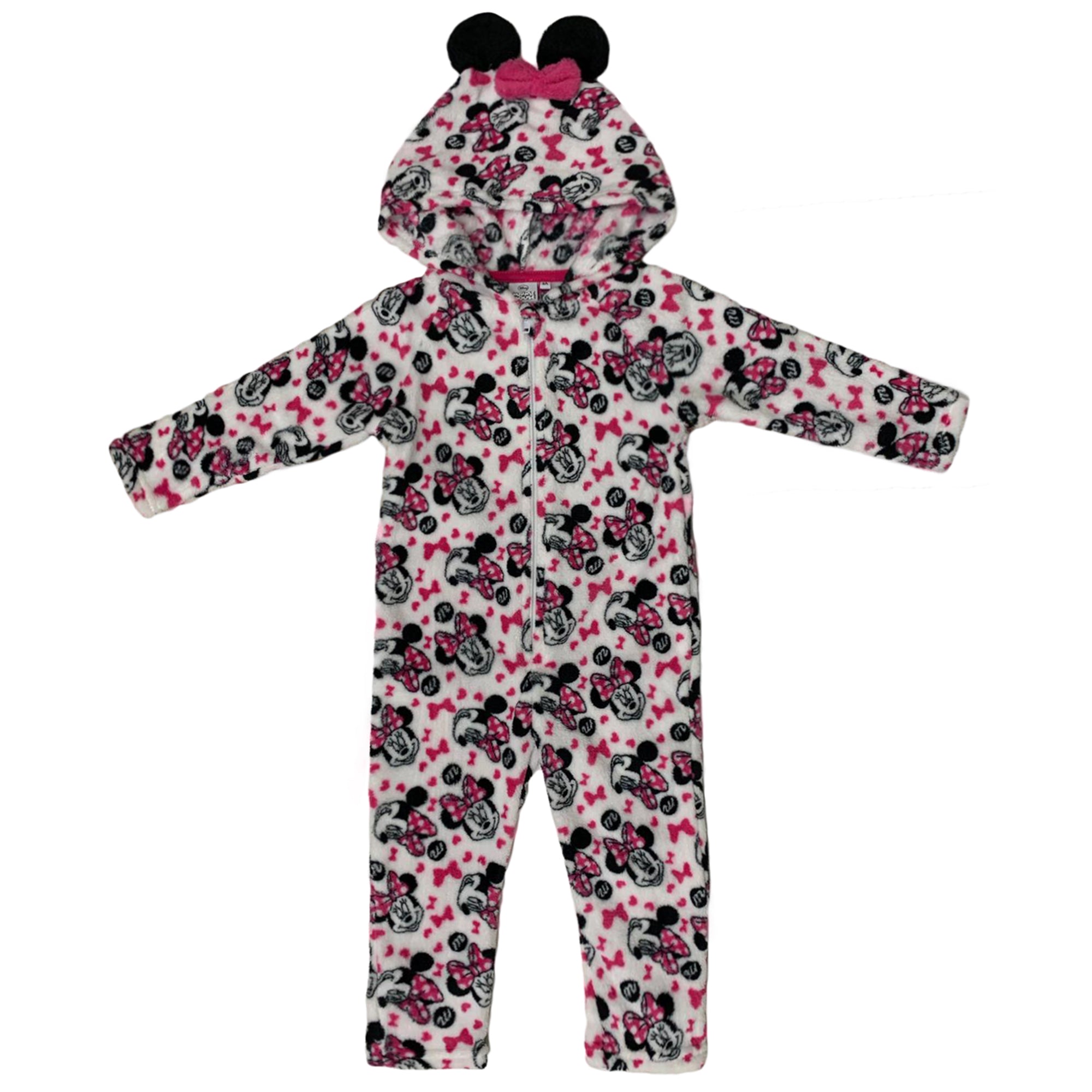 Pigiama un pezzo con cappuccio ufficiale Disney Minnie bambina ragazza 3446
