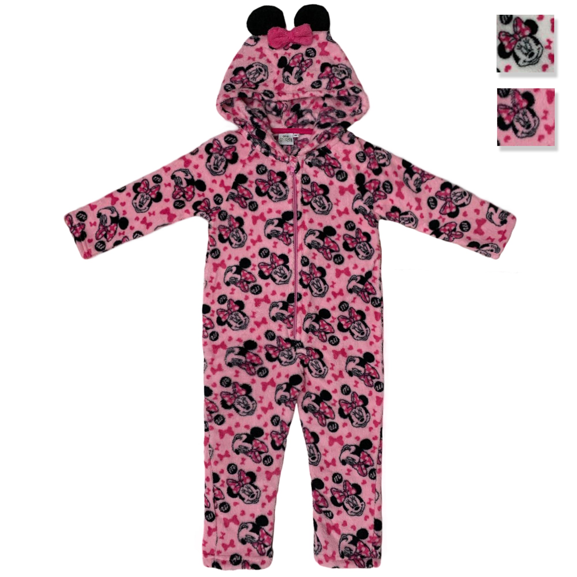 Pigiama un pezzo con cappuccio ufficiale Disney Minnie bambina ragazza 3446