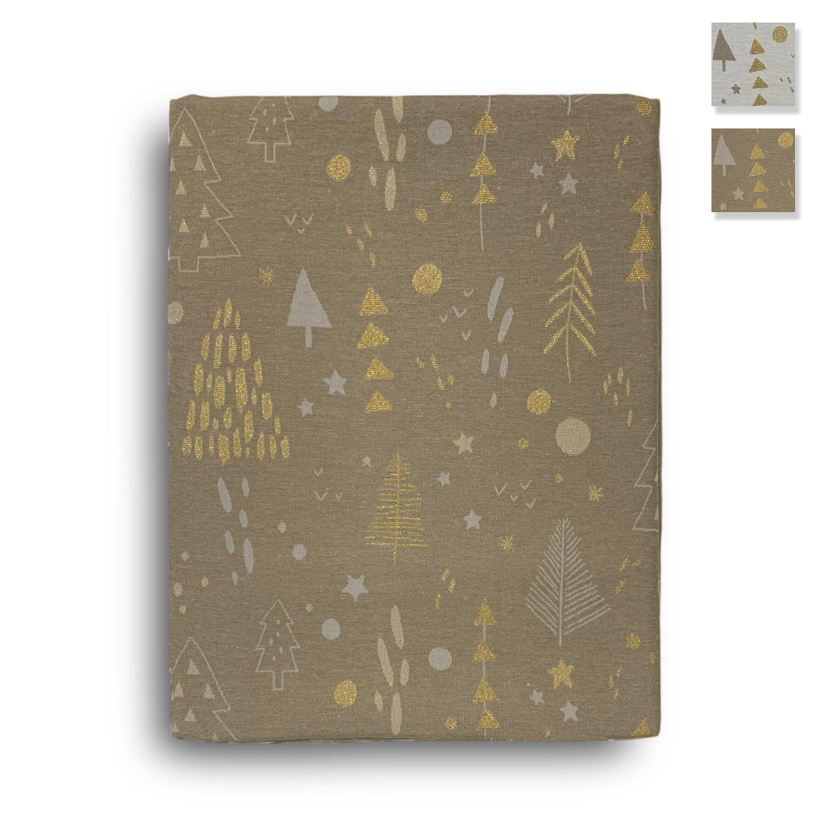 Tovaglia Natalizia con decori di Natale glitter Maestri Cotonieri 12 posti 3674