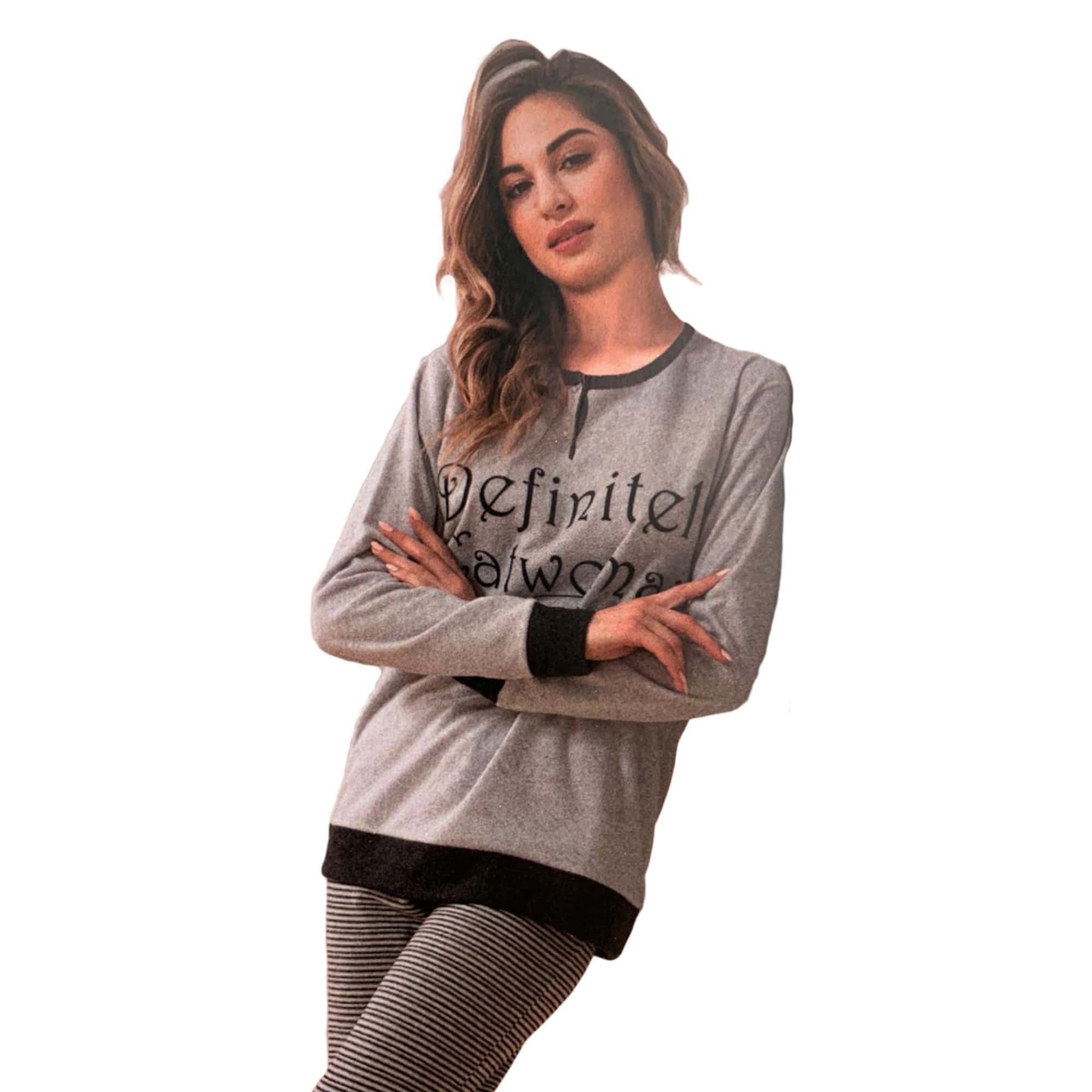 Pigiama serafino invernale lungo donna pile Character out of Singolare 3689