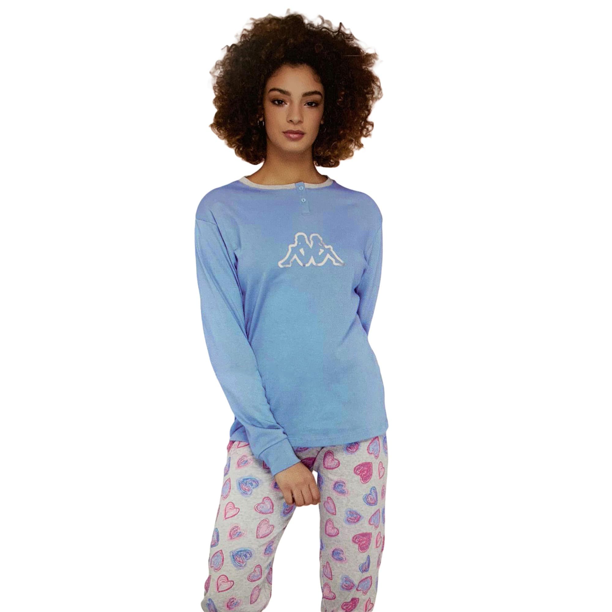 Pigiama invernale cotone interlock Kappa lungo serafino stampato ragazza 3695