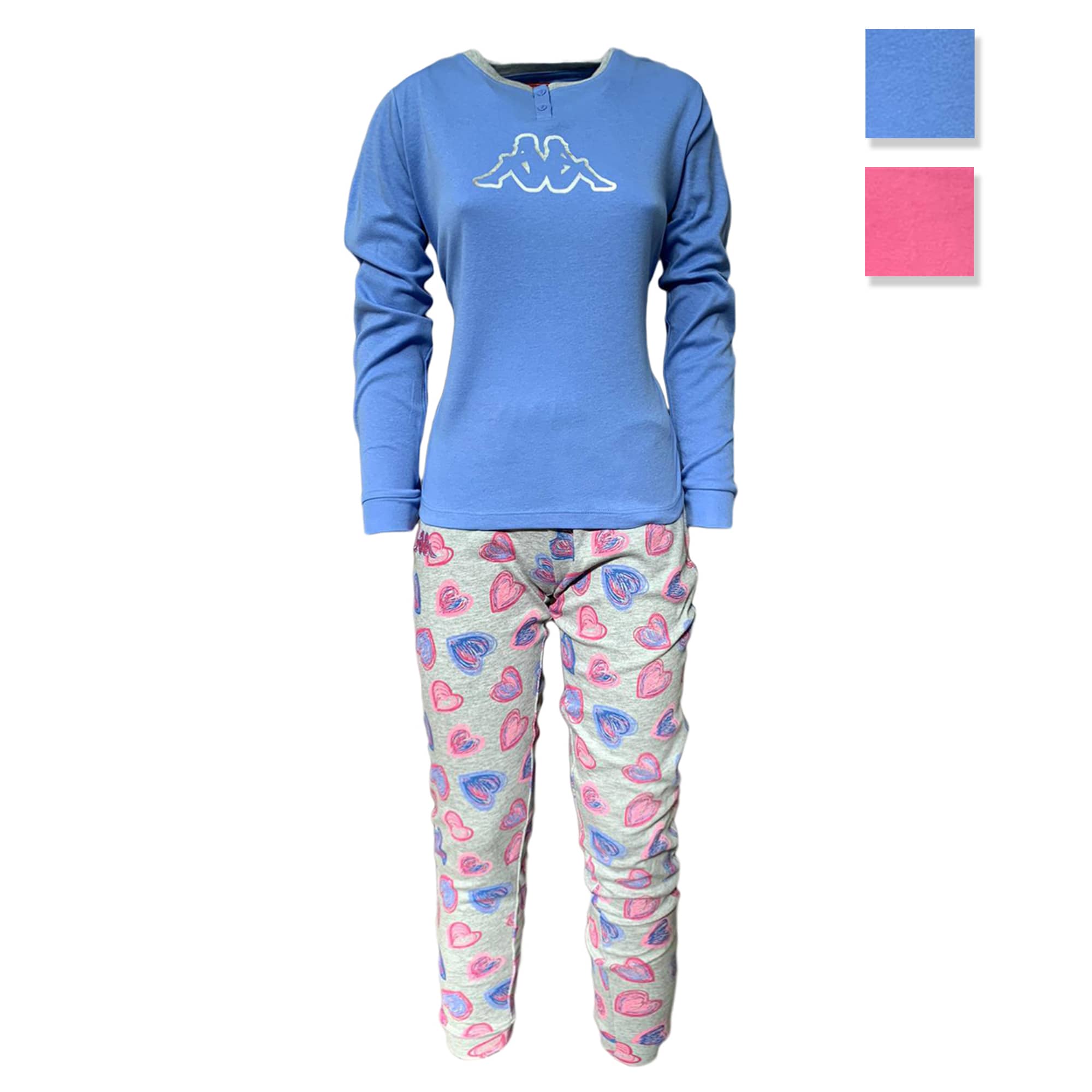 Pigiama invernale cotone interlock Kappa lungo serafino stampato ragazza 3695