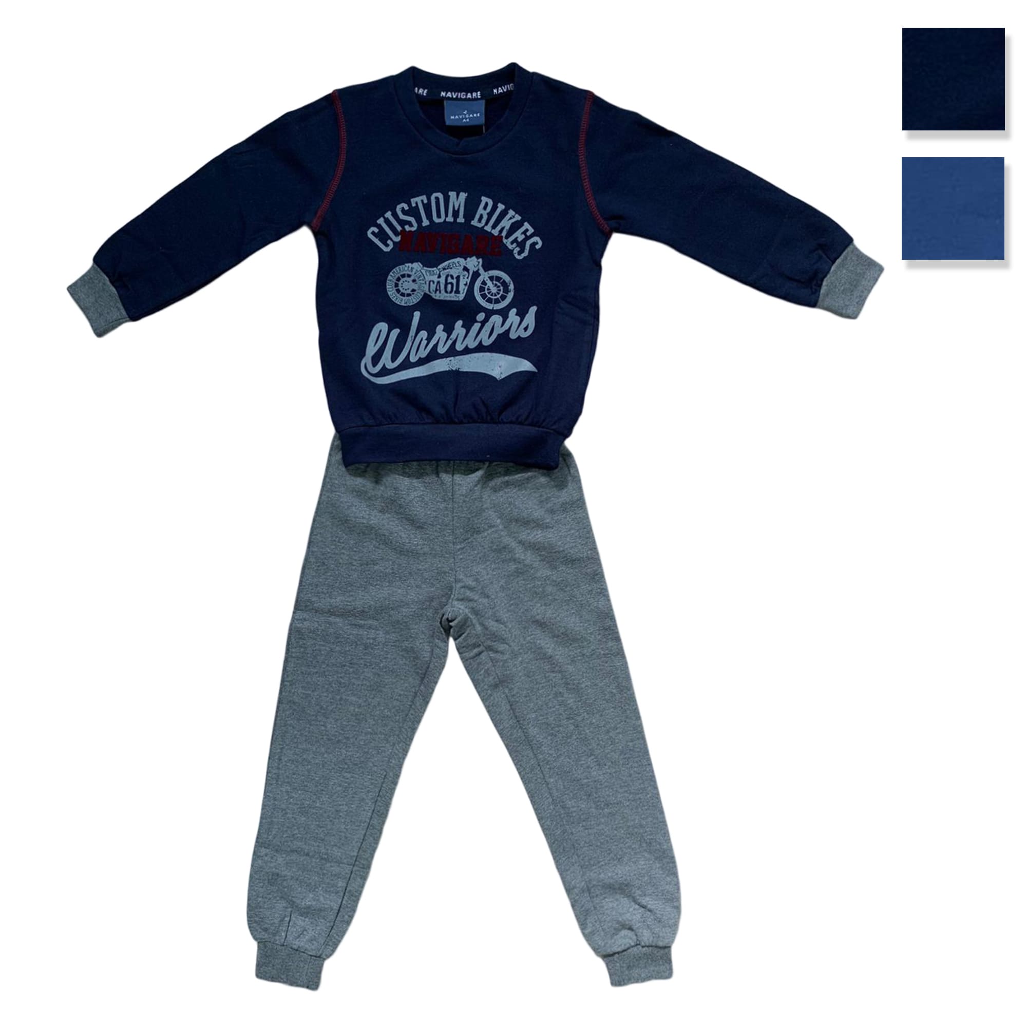 Pigiama girocollo invernale maniche lunghe cotone Navigare lungo bambino 3697