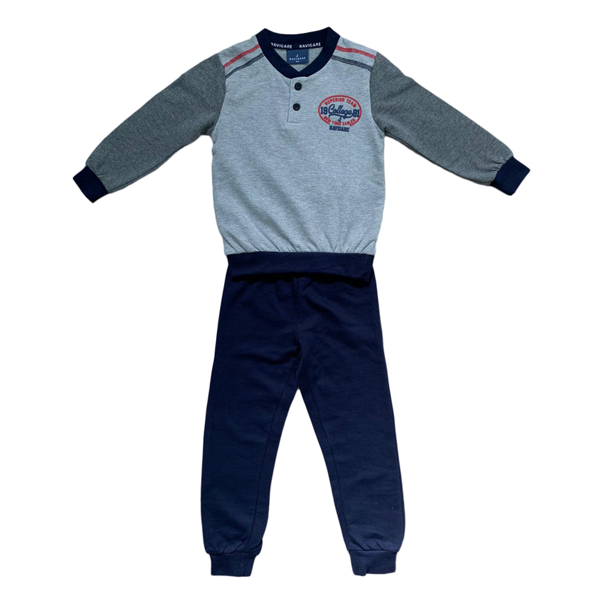 Pigiama serafino invernale maniche lunghe cotone Navigare lungo bambino 3698