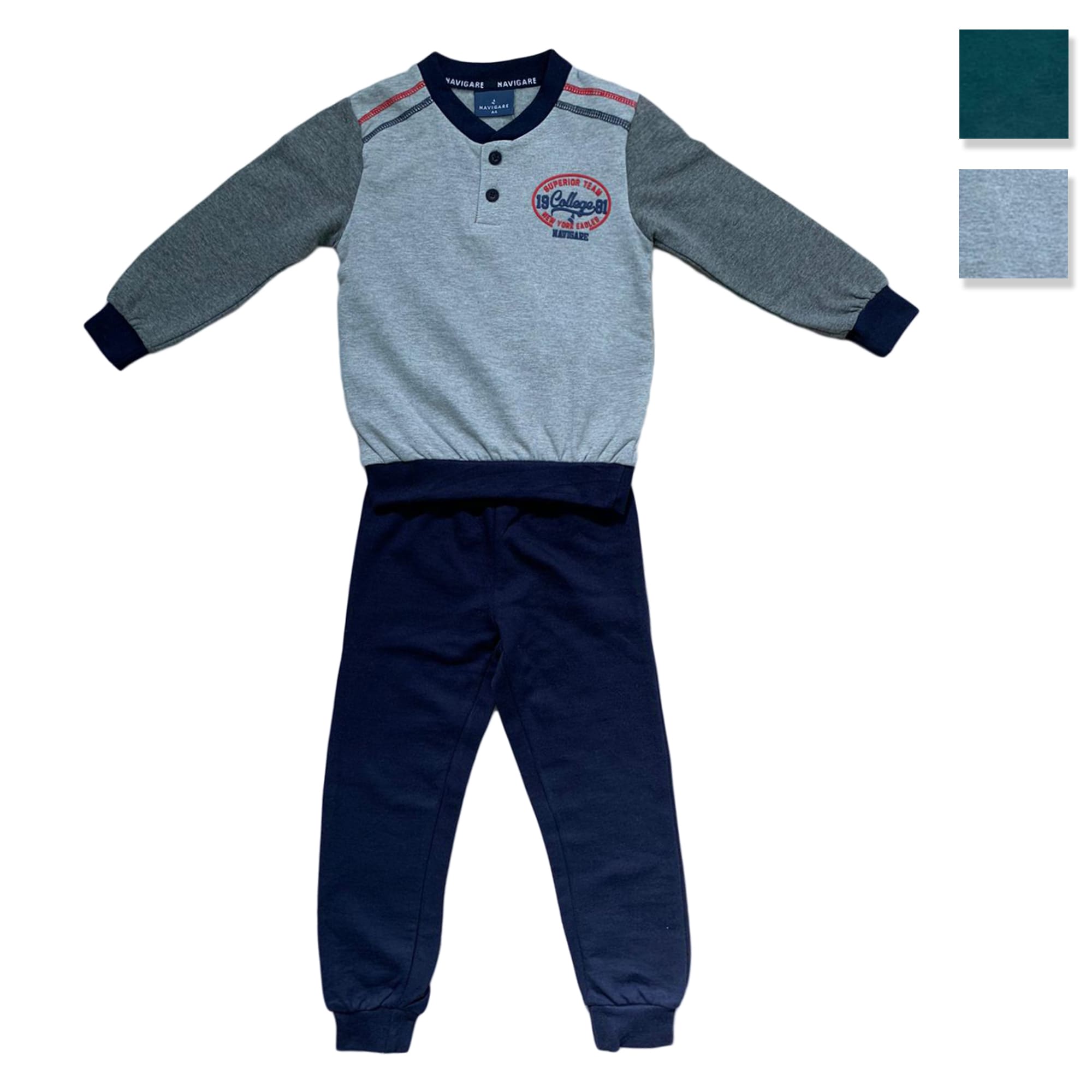 Pigiama serafino invernale maniche lunghe cotone Navigare lungo bambino 3698