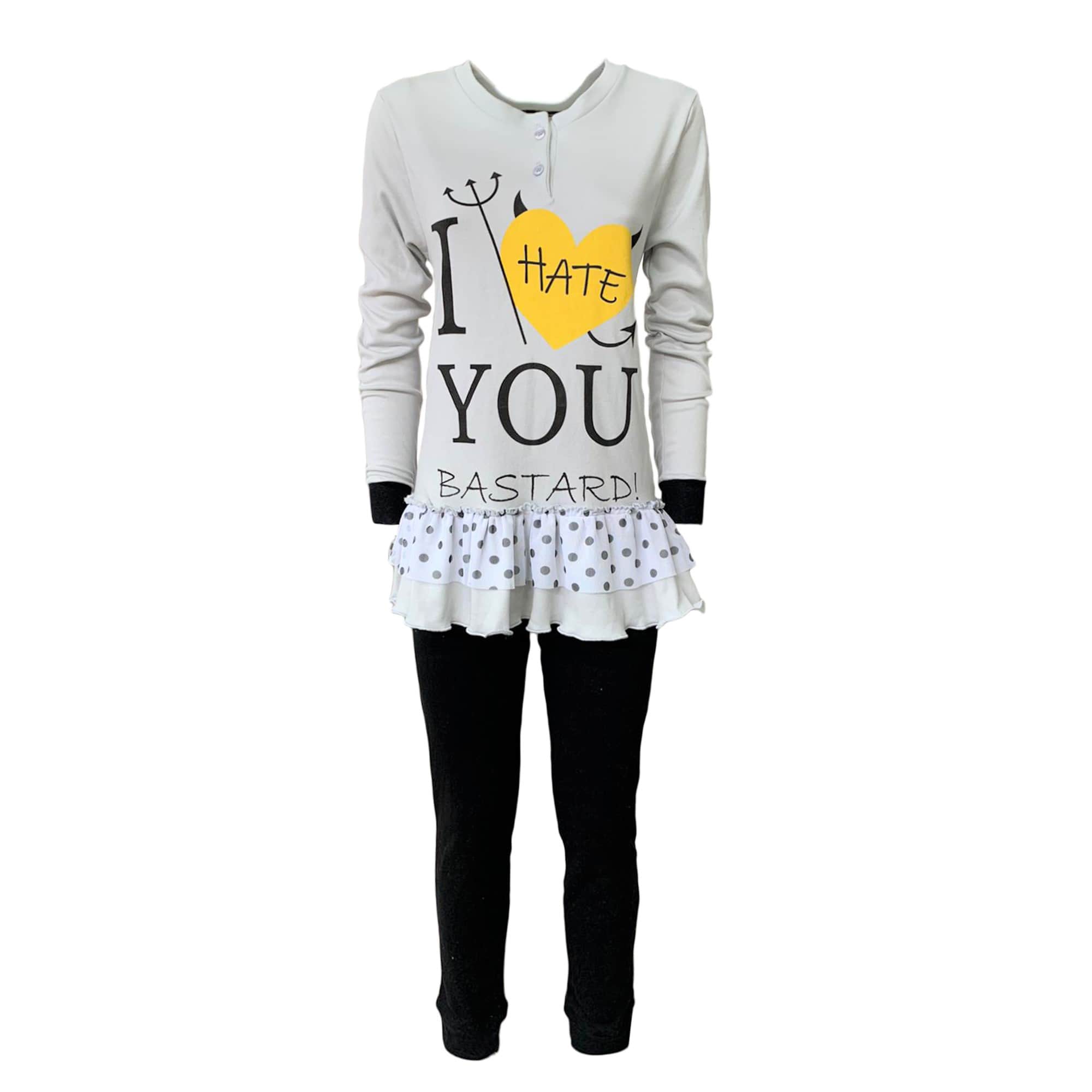 Pigiama serafino invernale lungo donna caldo cotone Character 3792