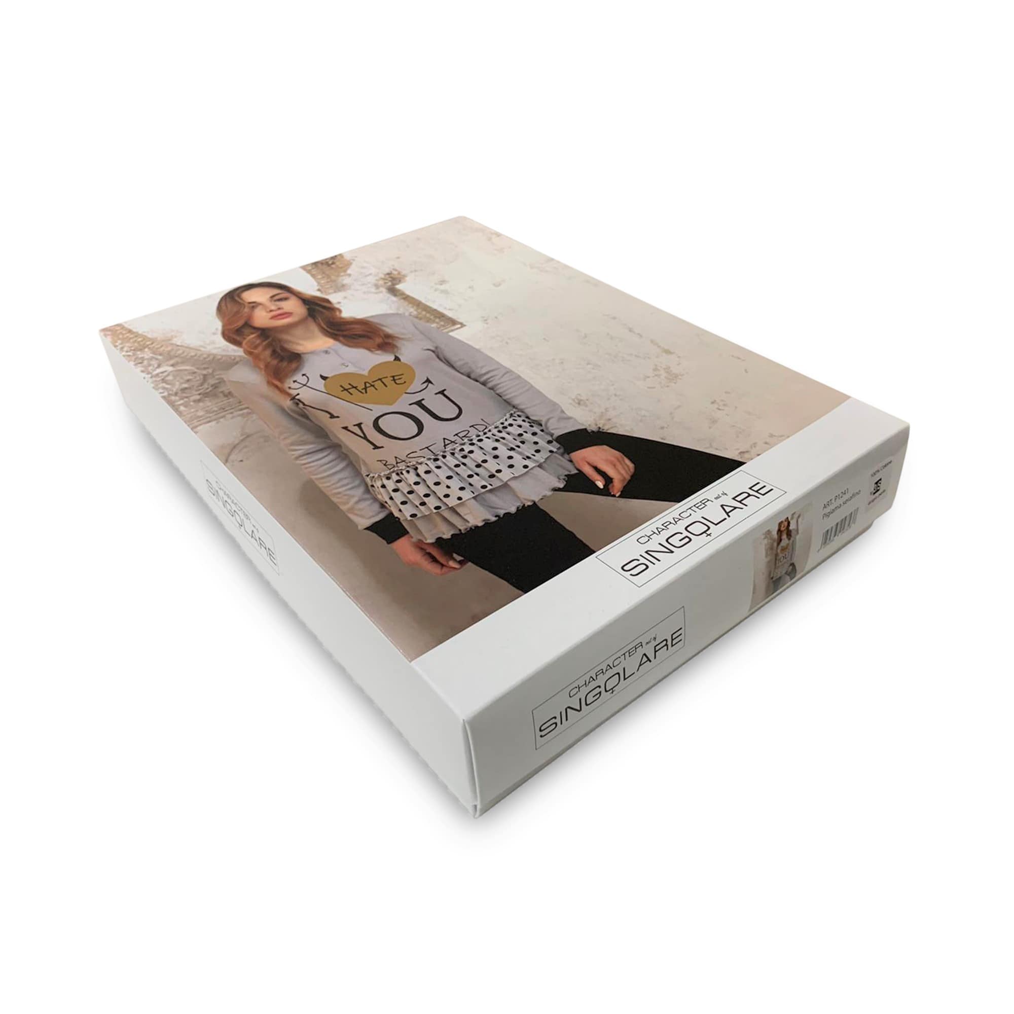 Pigiama serafino invernale lungo donna caldo cotone Character 3792