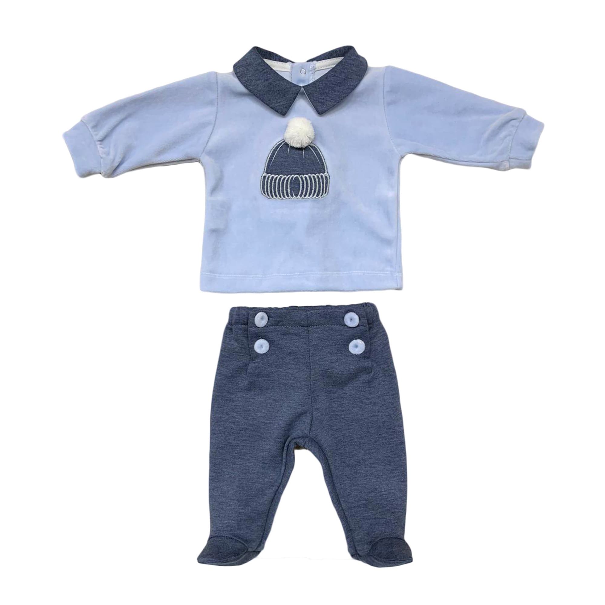 Completo neonato coordinato invernale Completino in ciniglia bimbo 3794