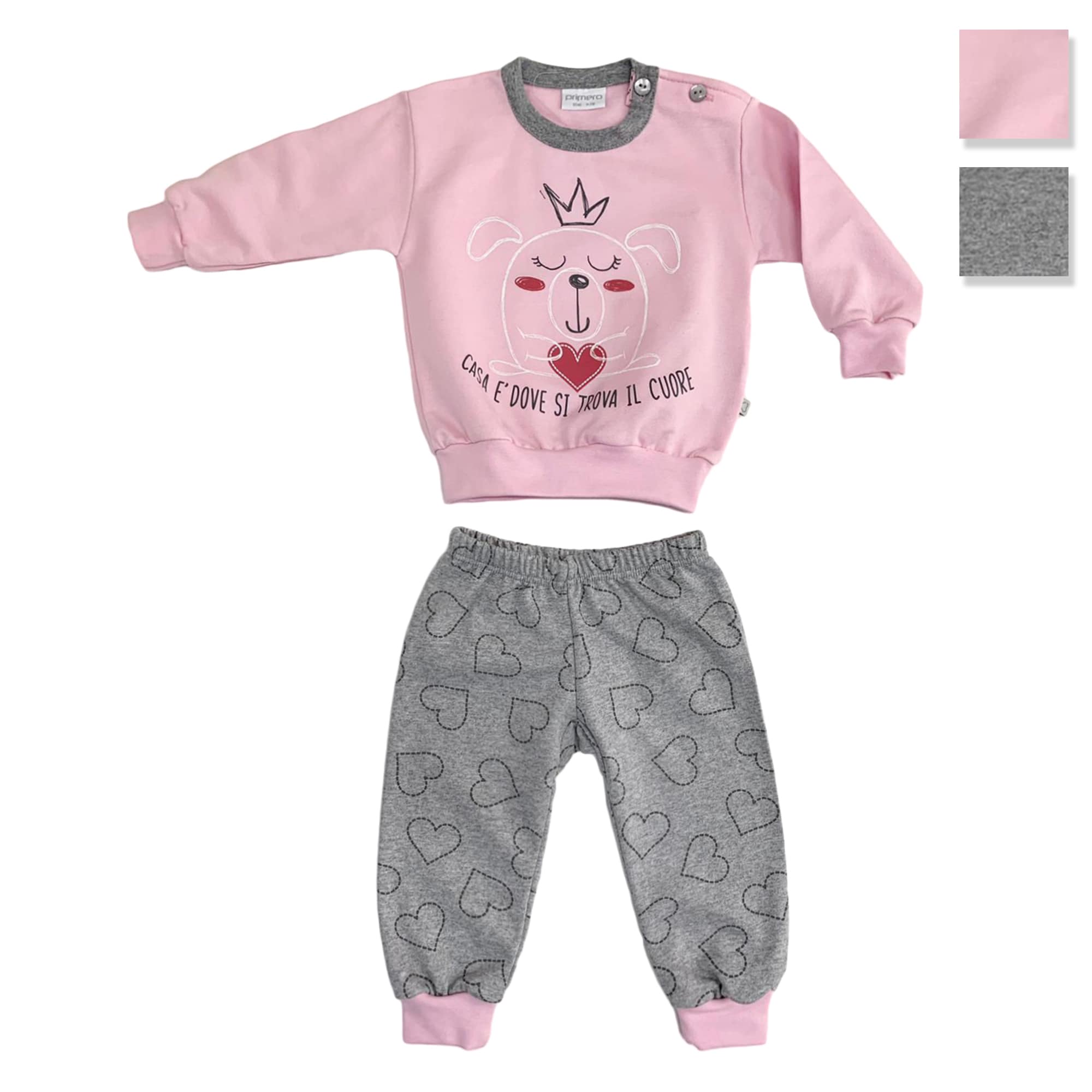 Pigiama invernale caldo cotone neonato bambina stampato Felpa spalla aperta 3805