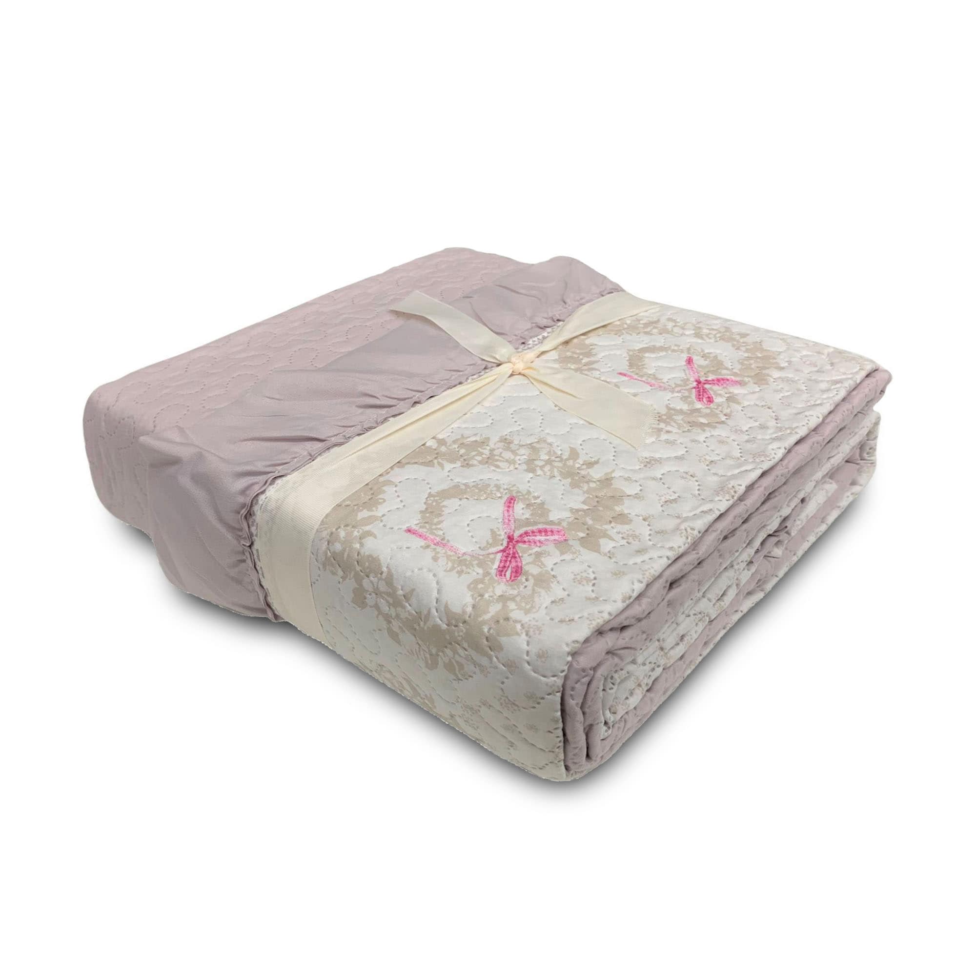 Trapuntino copriletto effetto trapuntato matrimoniale La Marca con balze 3944