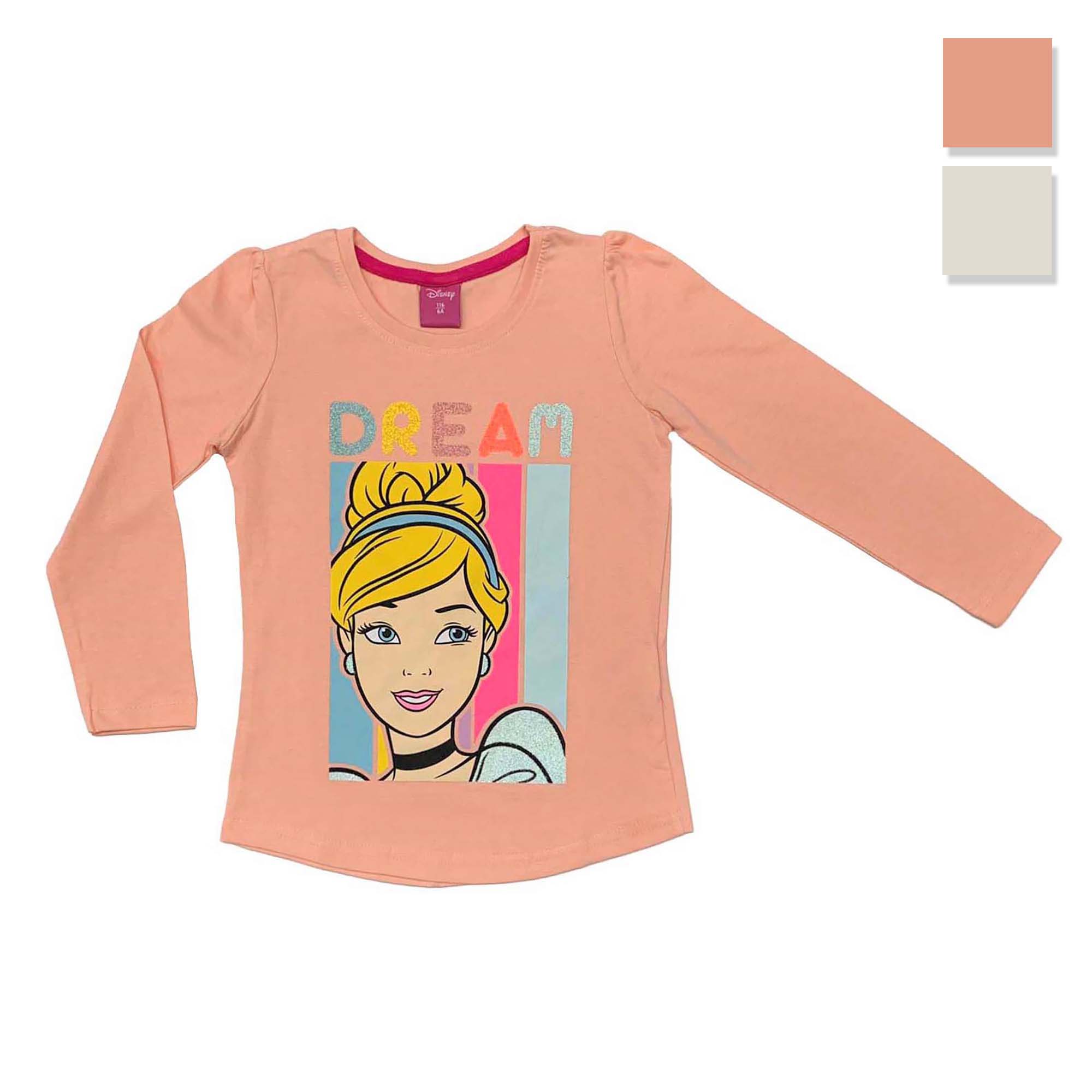 Maglia Disney Principessa Cenerentola maglietta mani. lunghe cotone bambina 3978