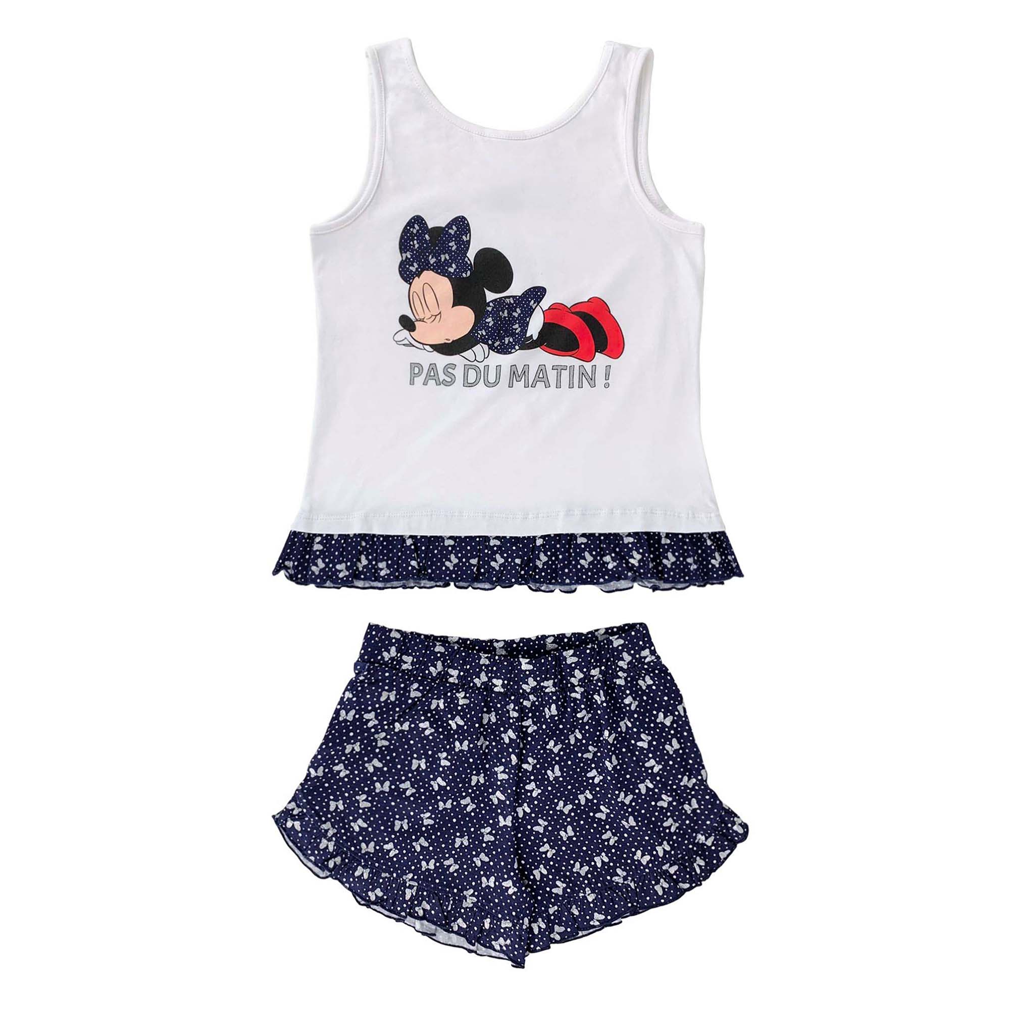 Pigiama bambina Disney Minnie completo canotta e shorts estivo cotone 4062