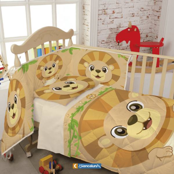 Completo lenzuola culla lettino in cotone Biancaluna stampa digital set 3pz 4153