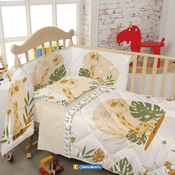 Completo lenzuola culla lettino in cotone Biancaluna stampa digital set 3pz 4154