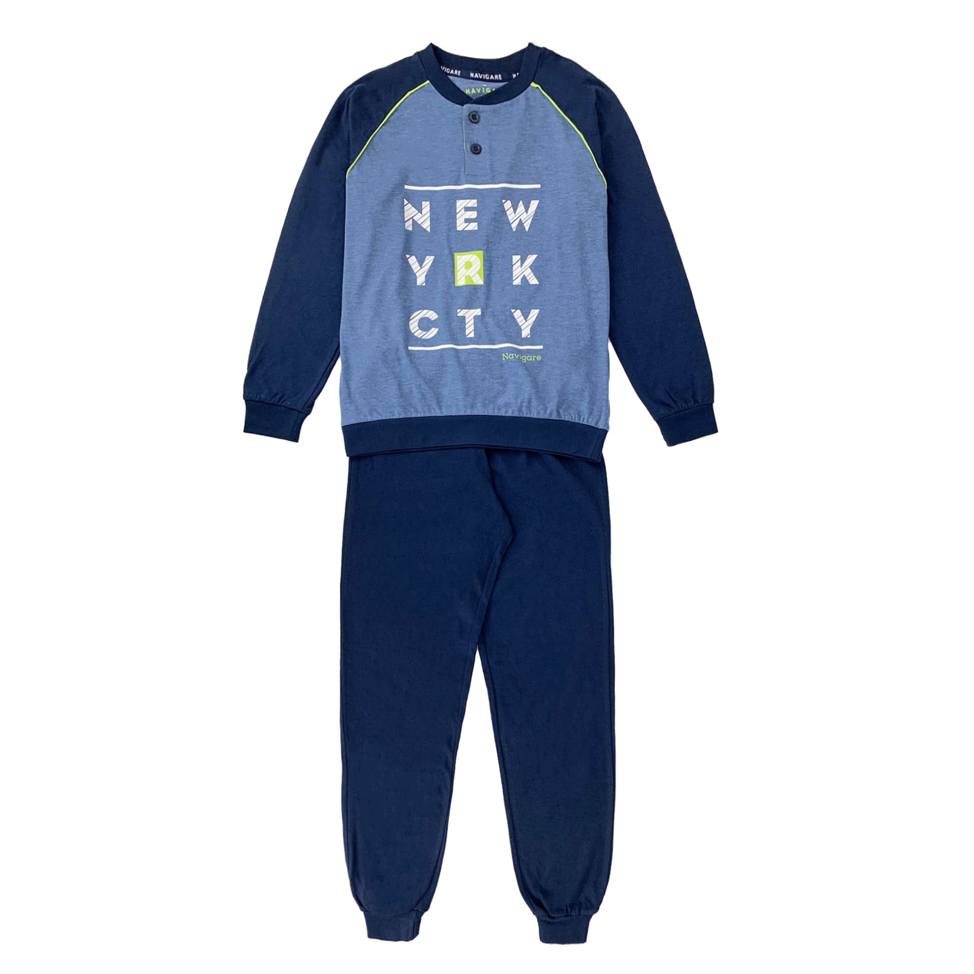 Pigiama serafino primaverile maniche lunghe cotone Navigare lungo bambino 4164