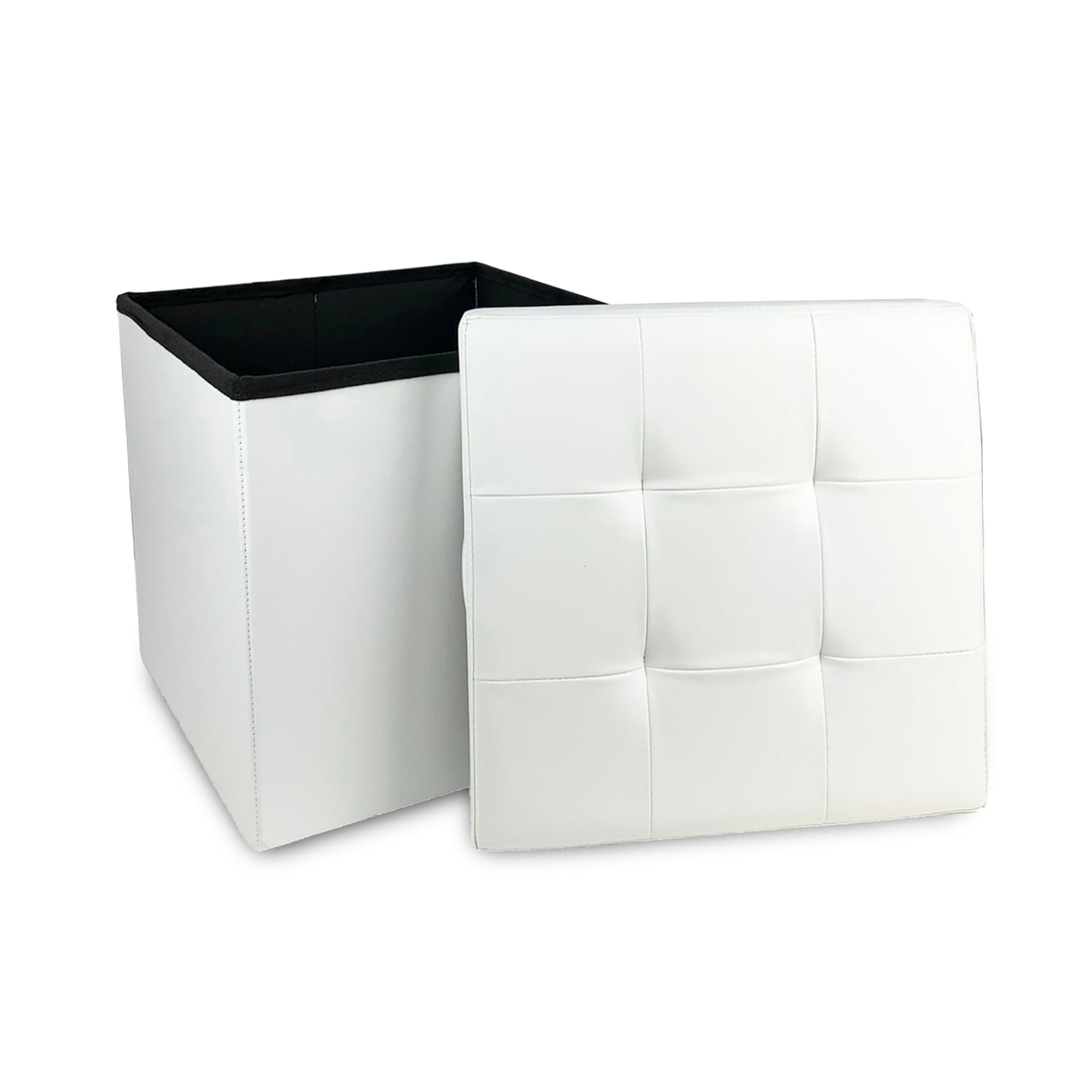 Pouf contenitore panca baule ecopelle sgabello arredo salotto 38x38x38cm 4165