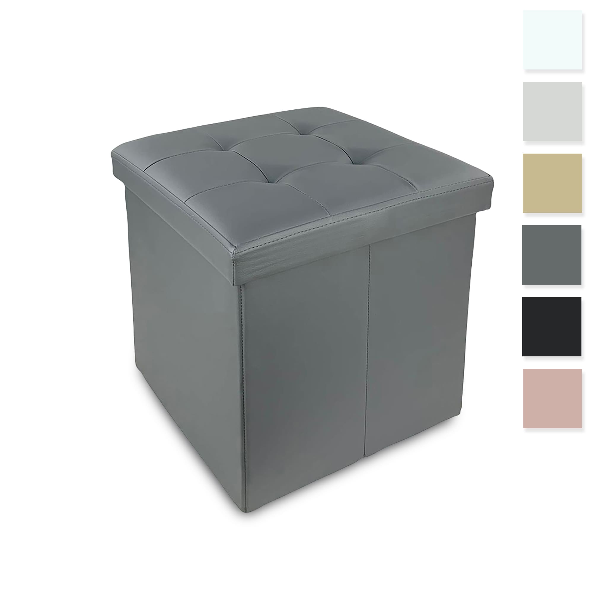 Pouf contenitore panca baule ecopelle sgabello arredo salotto 38x38x38cm 4165