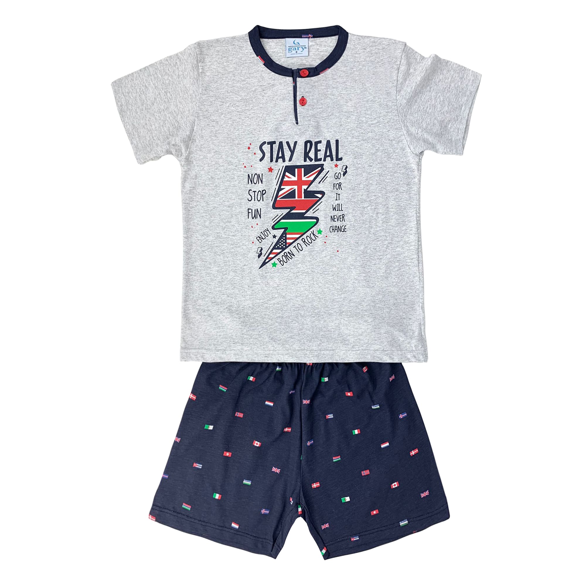 Pigiama bambino mezze maniche Gary primavera estate 2 pezzi in cotone 4173